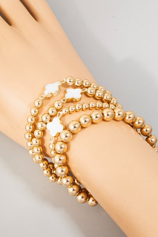 Clover Gold Bead Bracelet Set