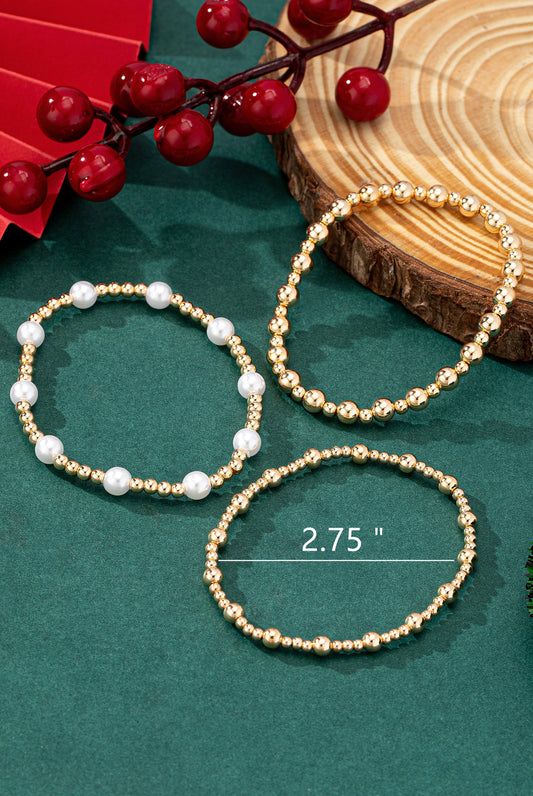 3 Bead Pearl Bracelet Set