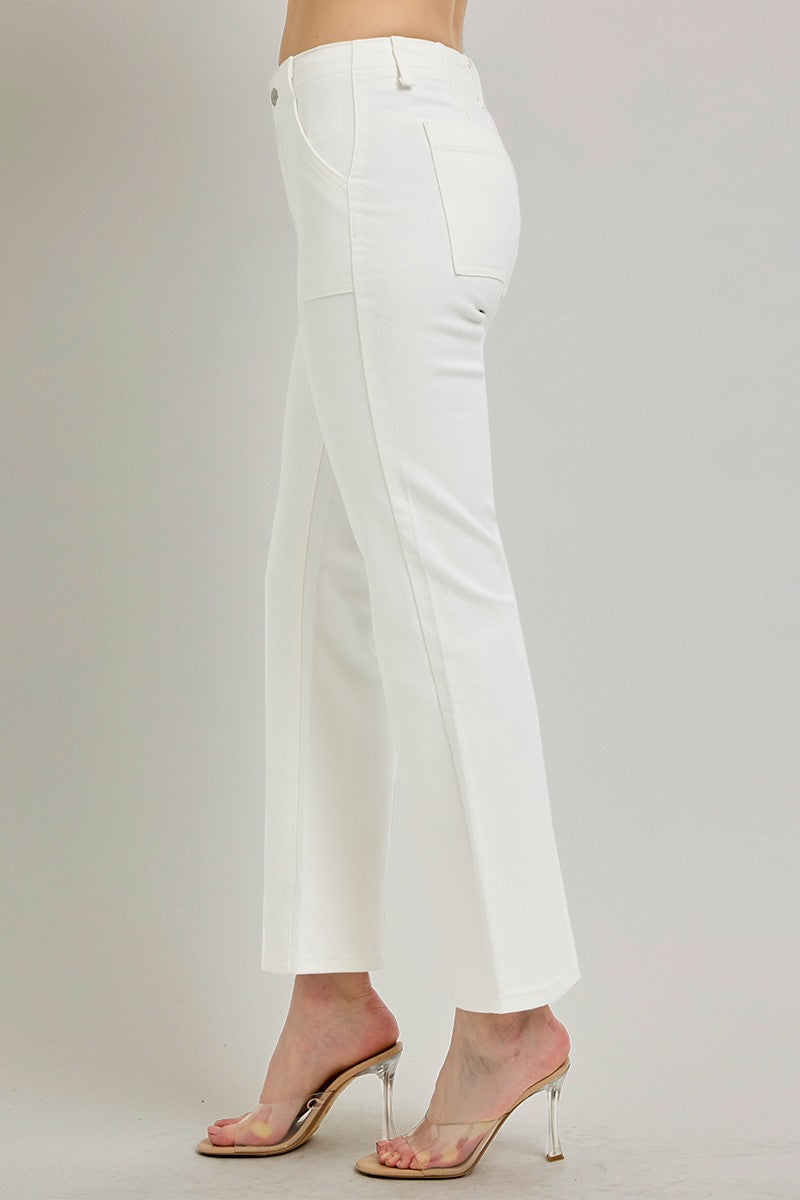 Risen White Ankle Flare Denim
