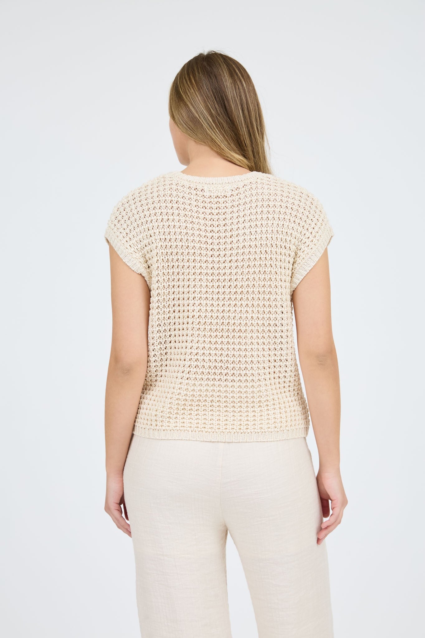 Oatmeal Knit Short Sleeve Top