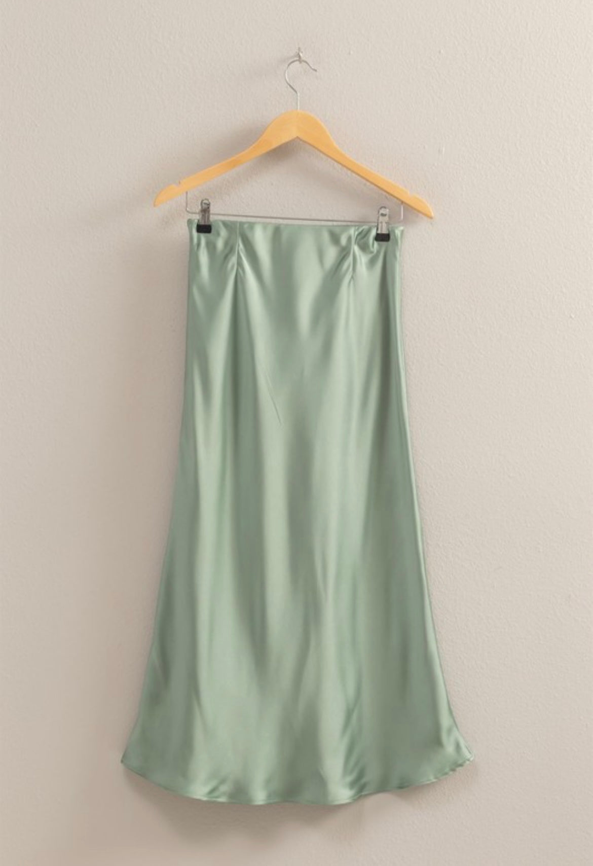 Sage Green Satin Skirt