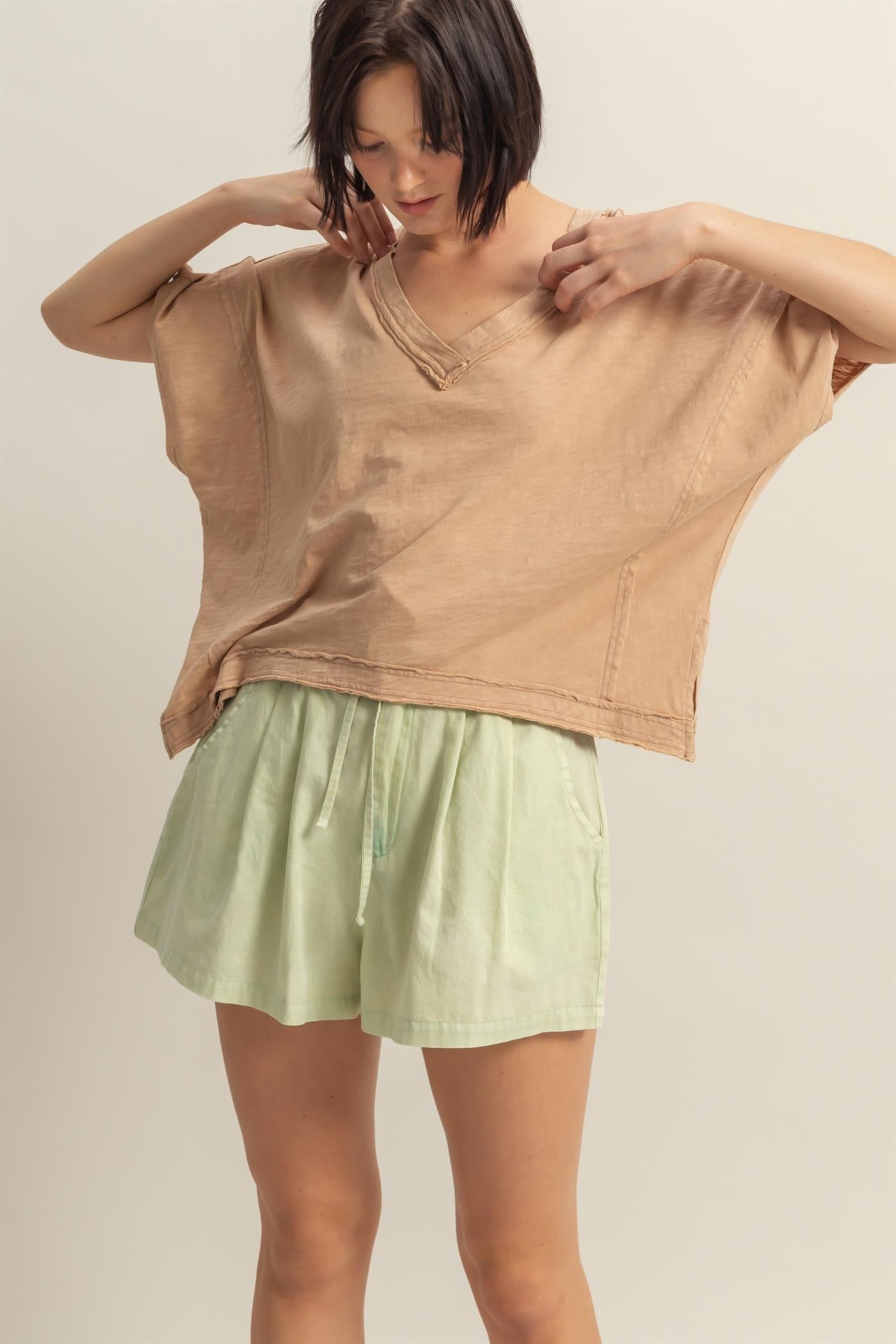 Mint Green Drawstring Shorts