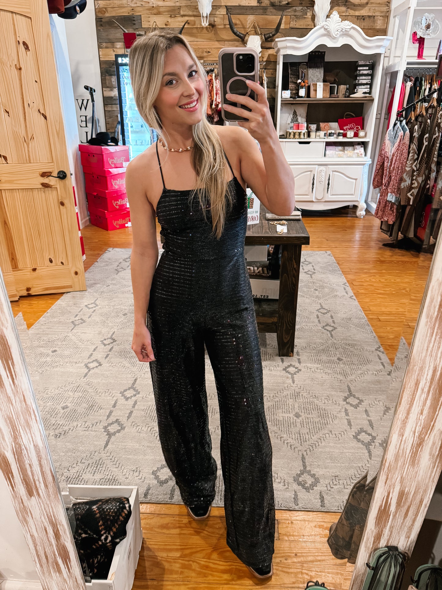 Black Sequin Jumpsuit