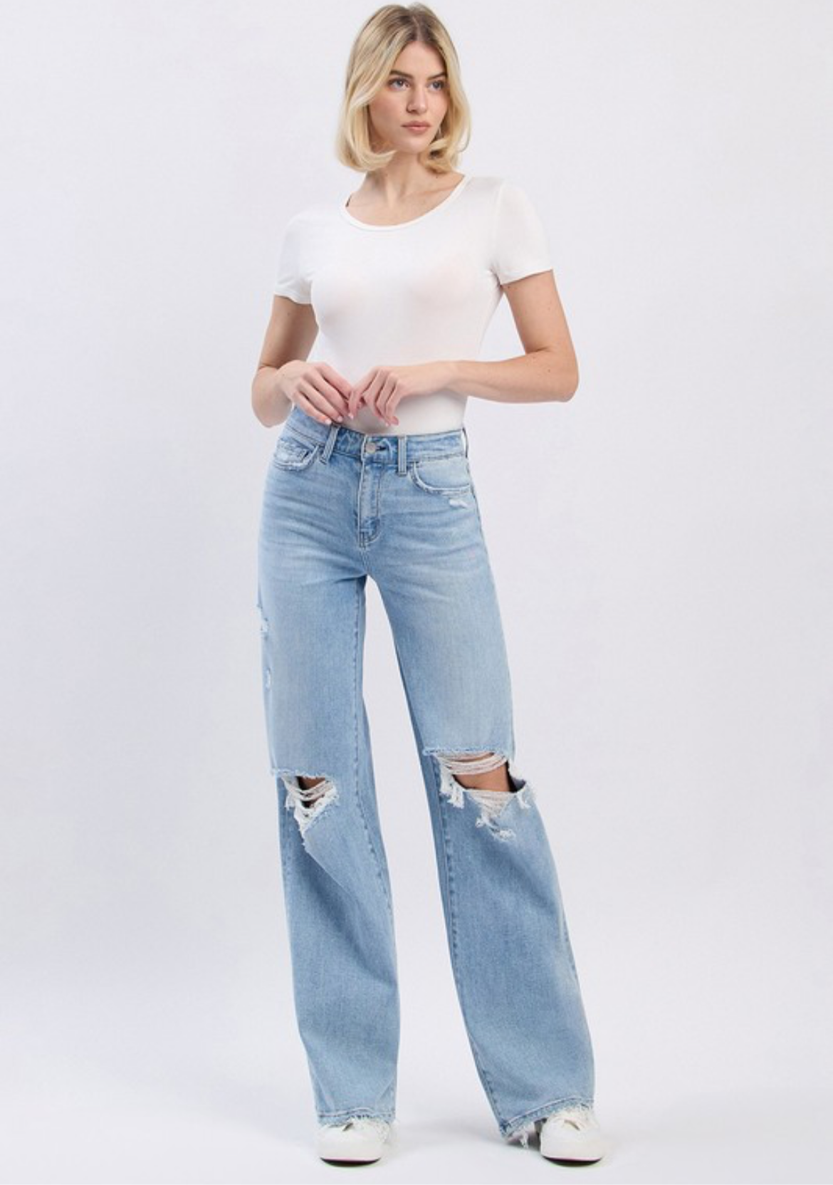 Light Wash High Rise Wide Denim