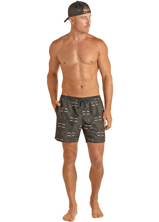 Black Aztec Swim Trunks