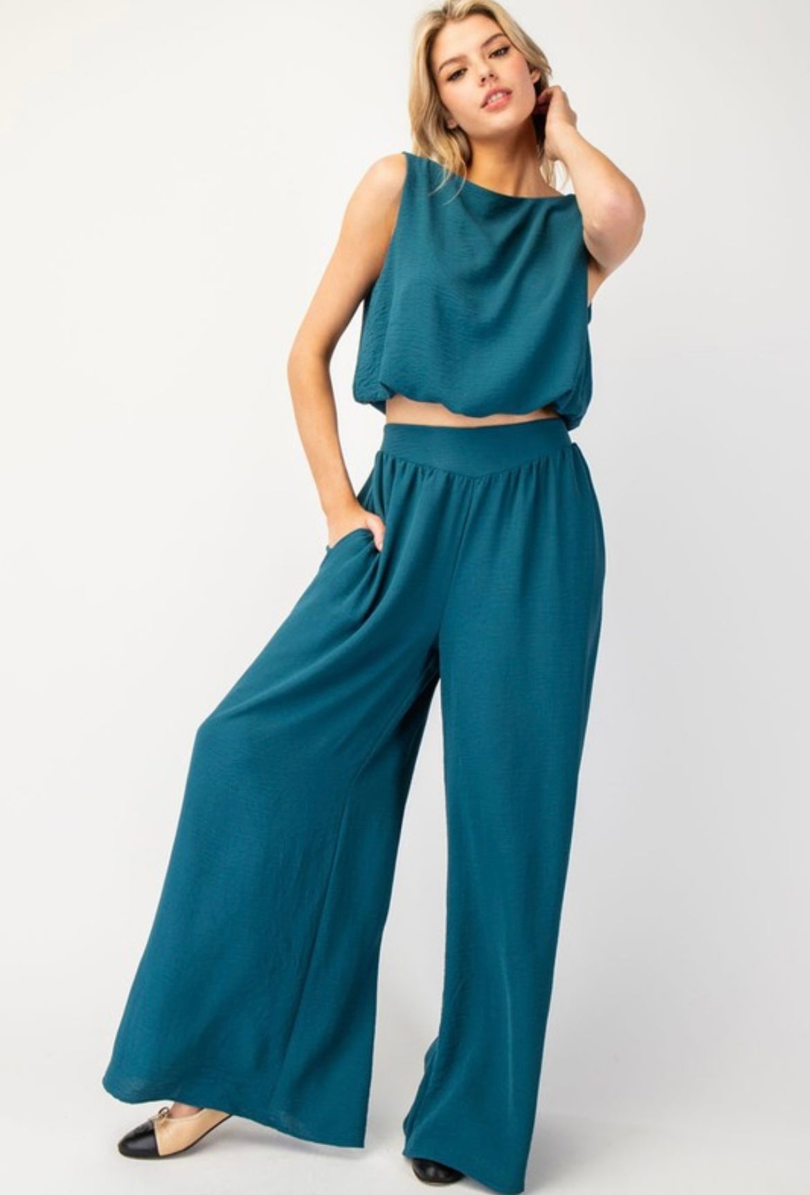 Teal Wide Leg Pant