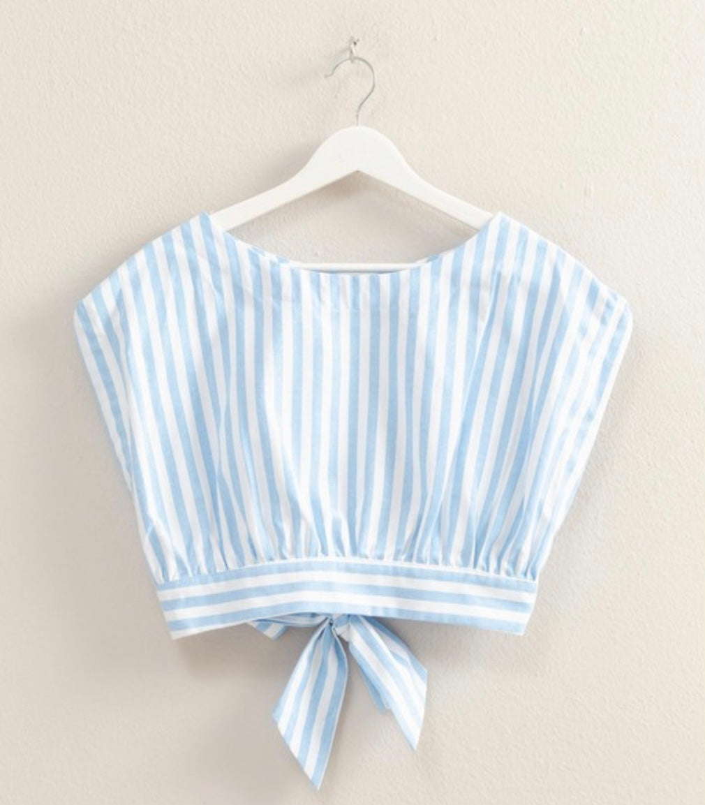 Blue White Stripe Tying Top