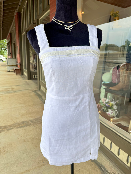 Off White Linen Mini Dress