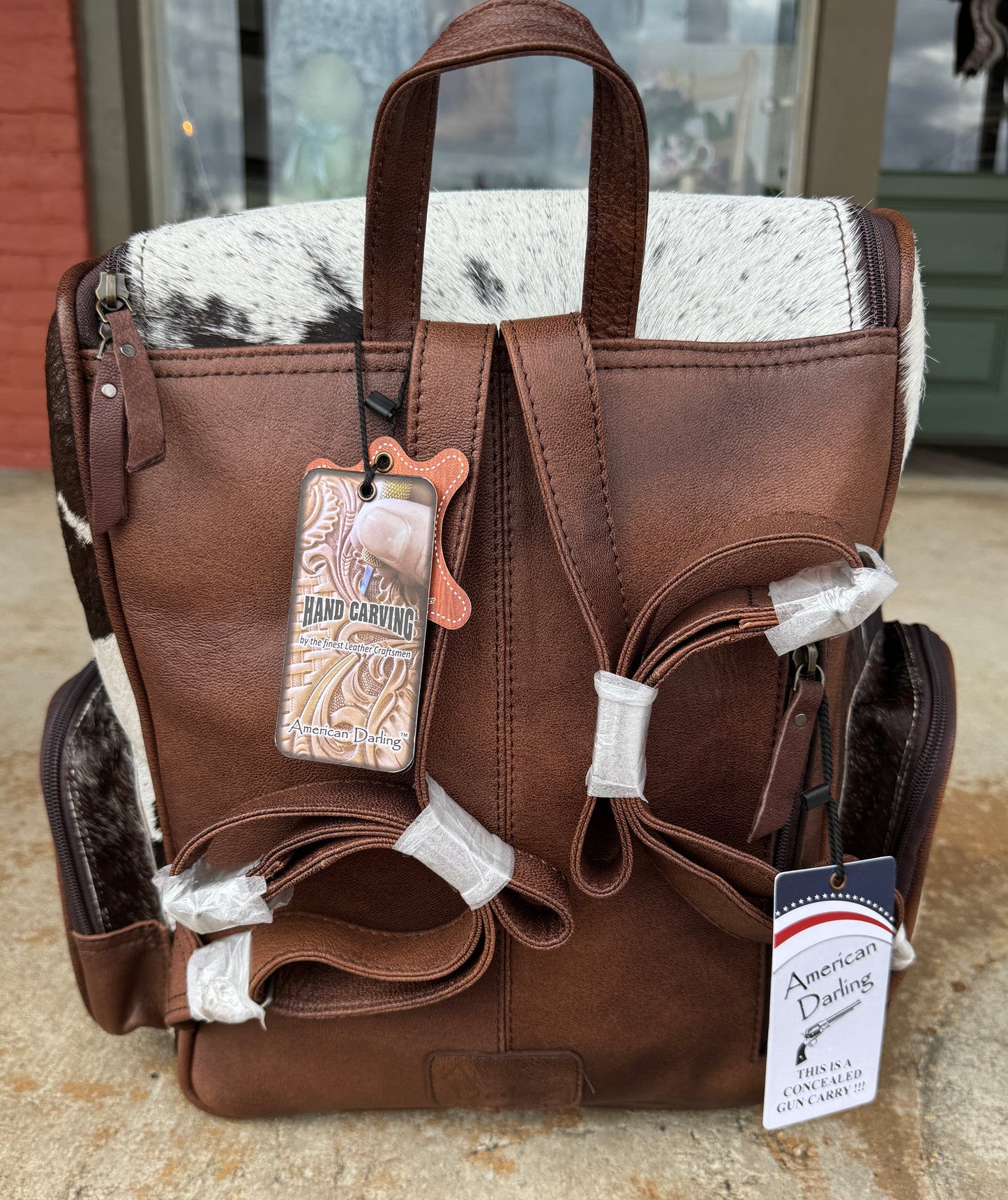 Tooled Leather Cowhide Backpack