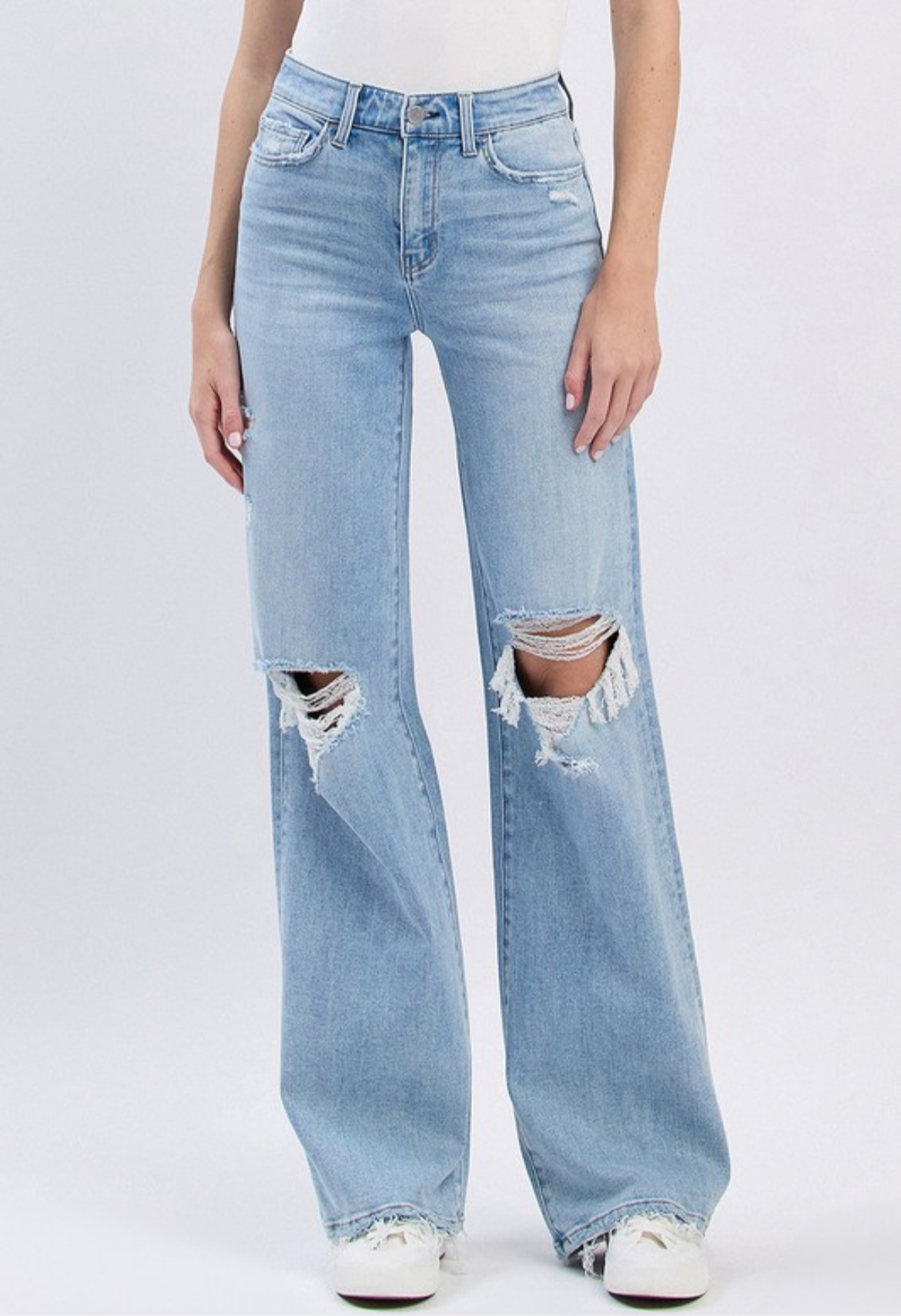 Light Wash High Rise Wide Denim