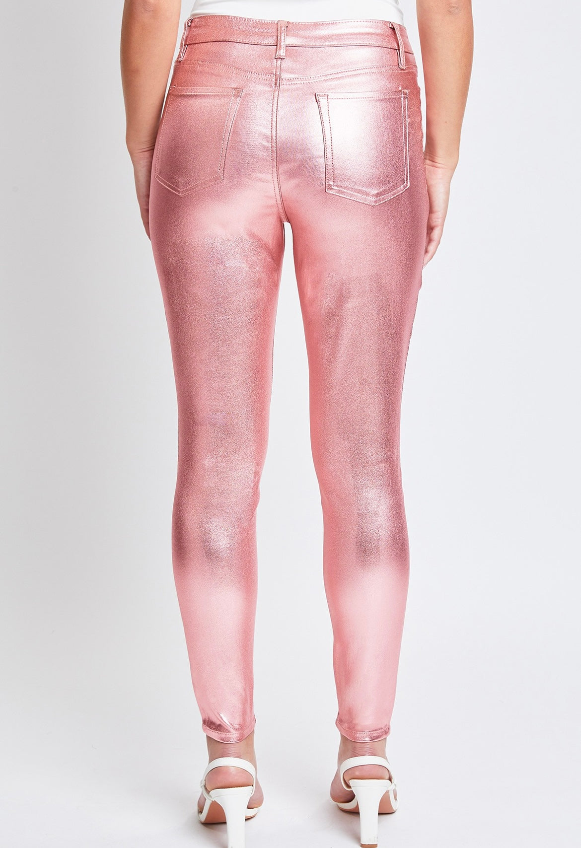 Metallic Pink High Rise Skinny Jean