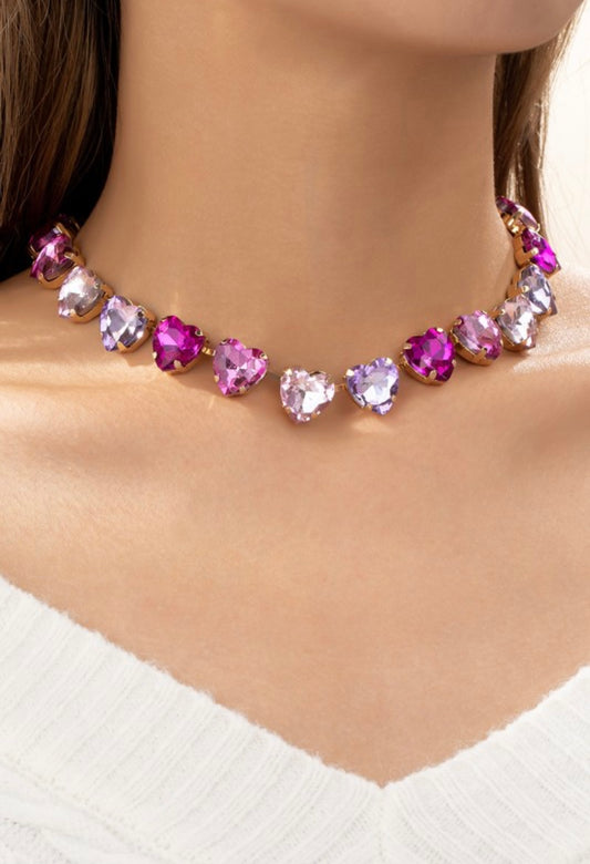 Pink Heart Gem Necklace