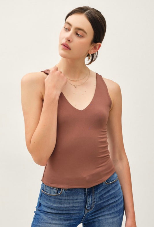 Chocolate Classic V Neck Jersey Tank