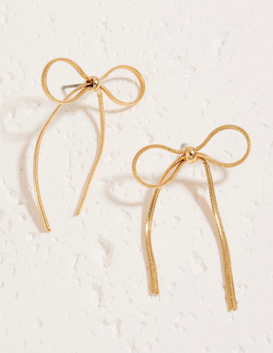 Flat Chain Bow Earring - Small