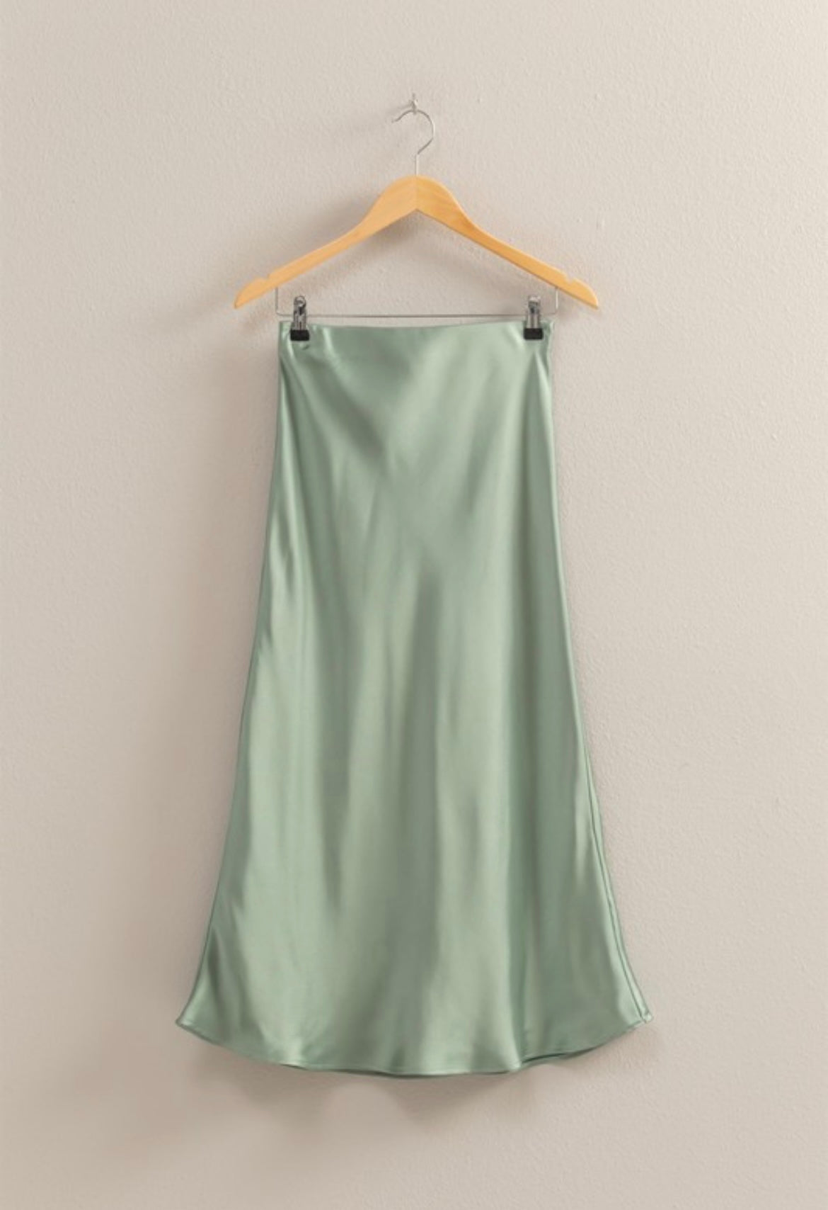 Sage Green Satin Skirt