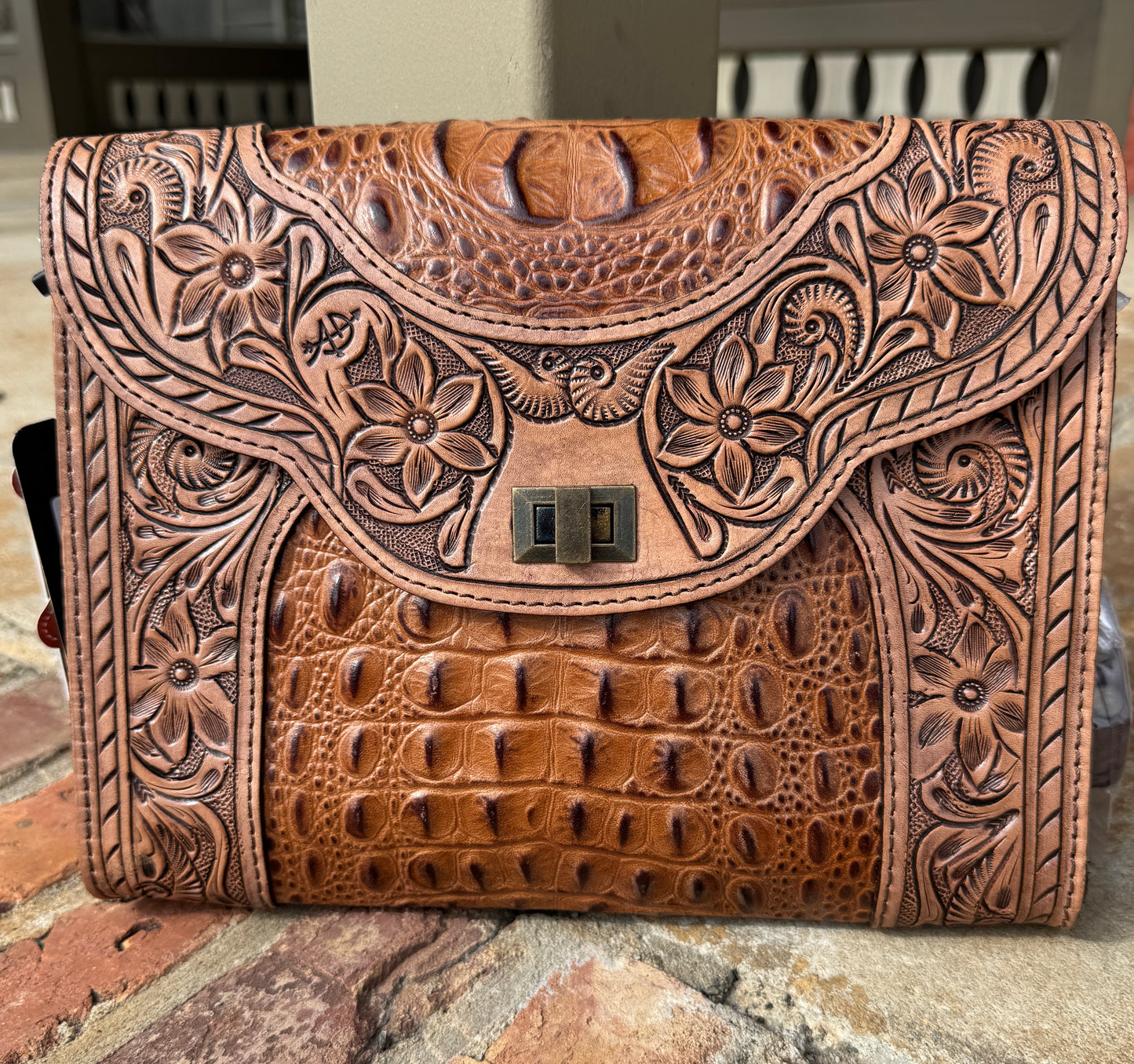 Tooled Leather Clutch