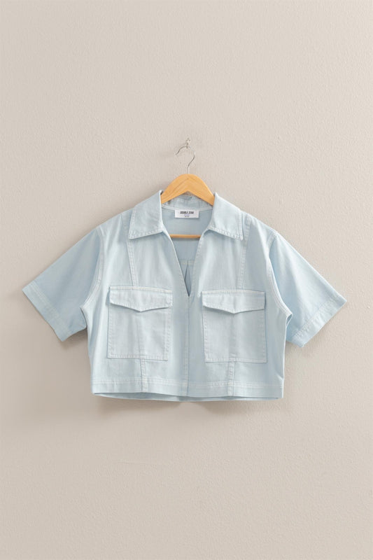 Powder Blue Denim Top