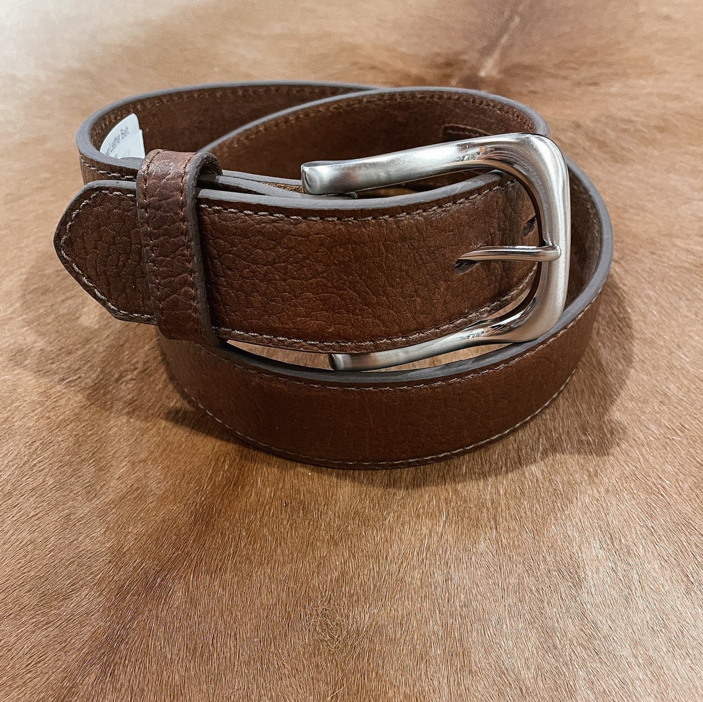 Pebble Brown Leather Belt