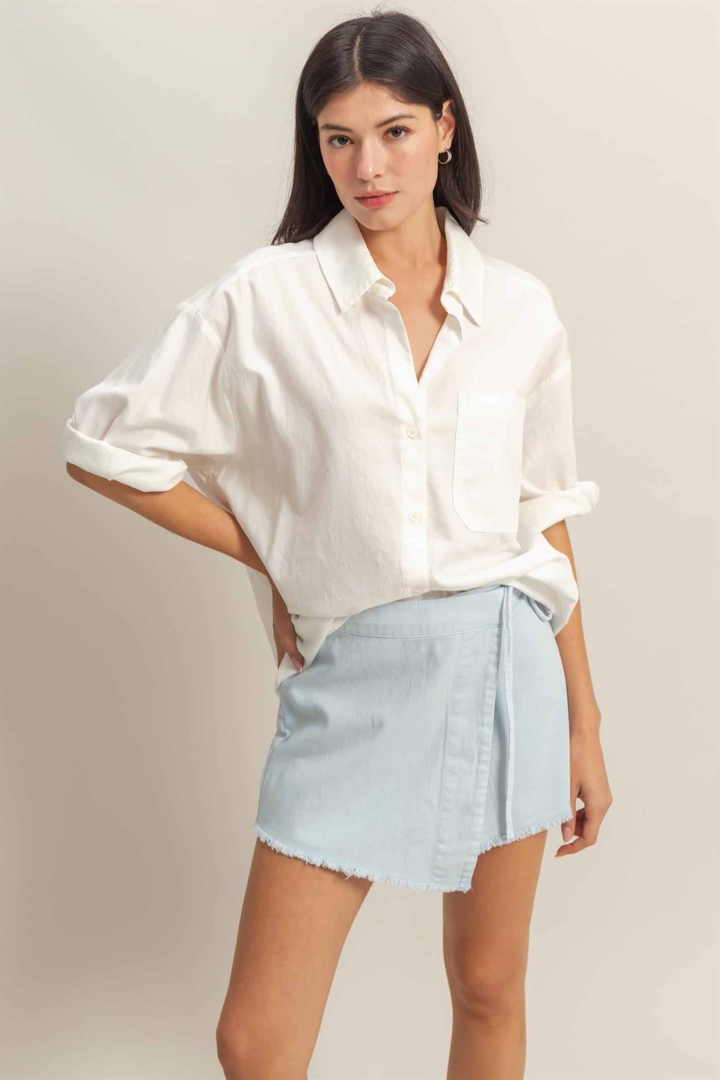 Powder Blue Denim Skort