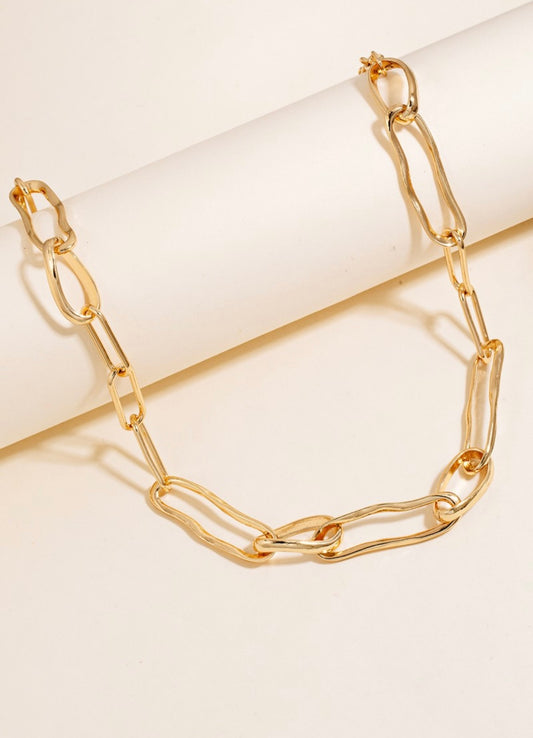 Abstract Oval Chain Necklace