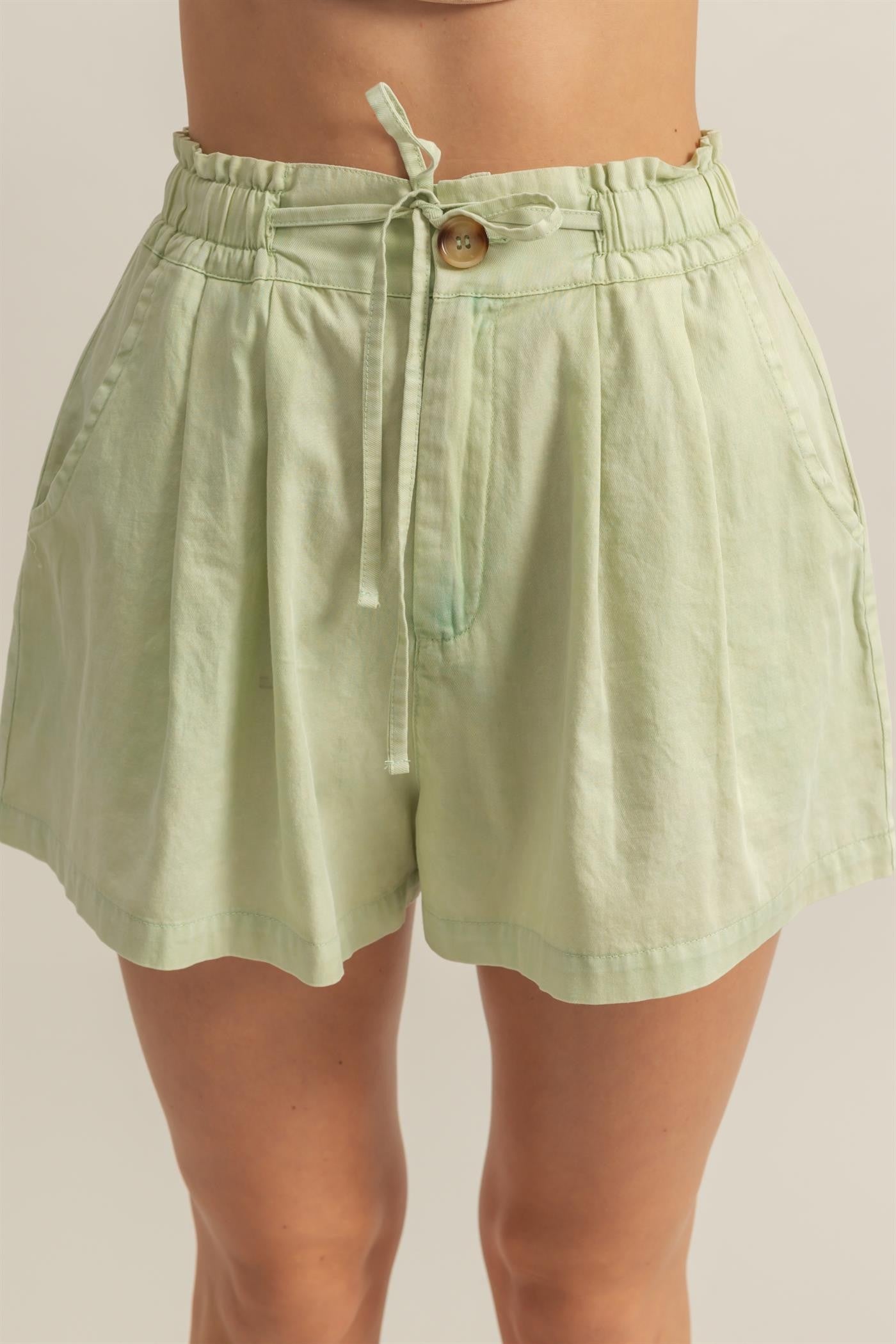 Mint Green Drawstring Shorts