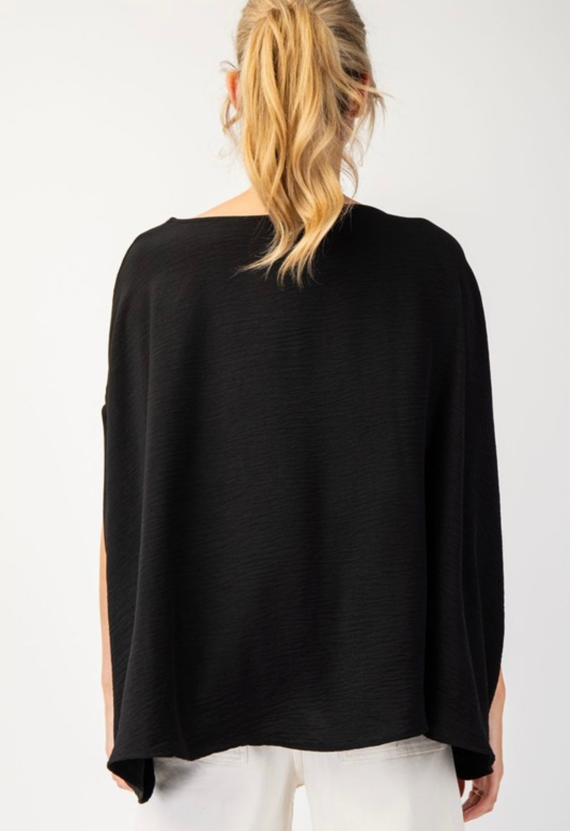 Black Sleeveless Bat Wing Top