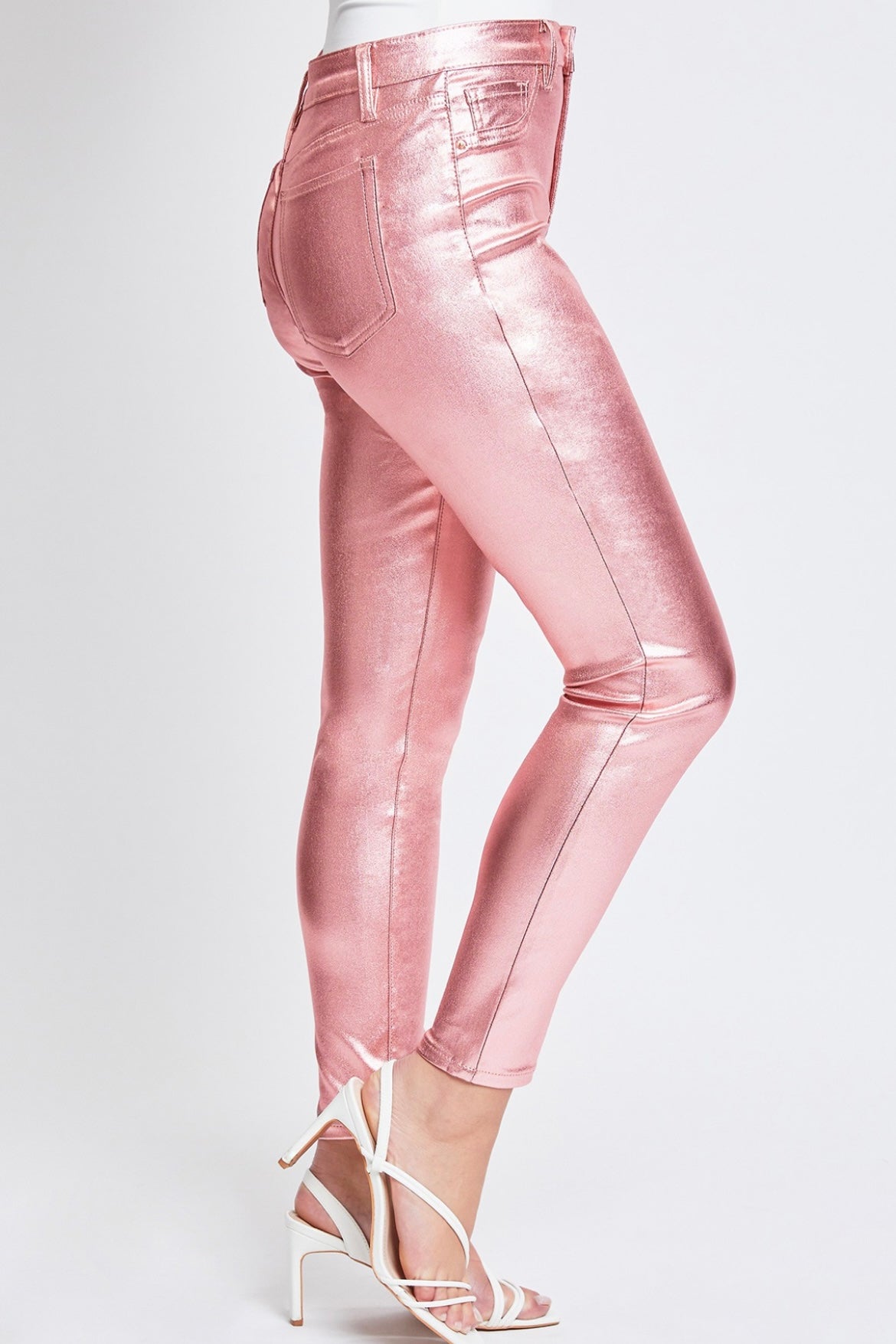 Metallic Pink High Rise Skinny Jean