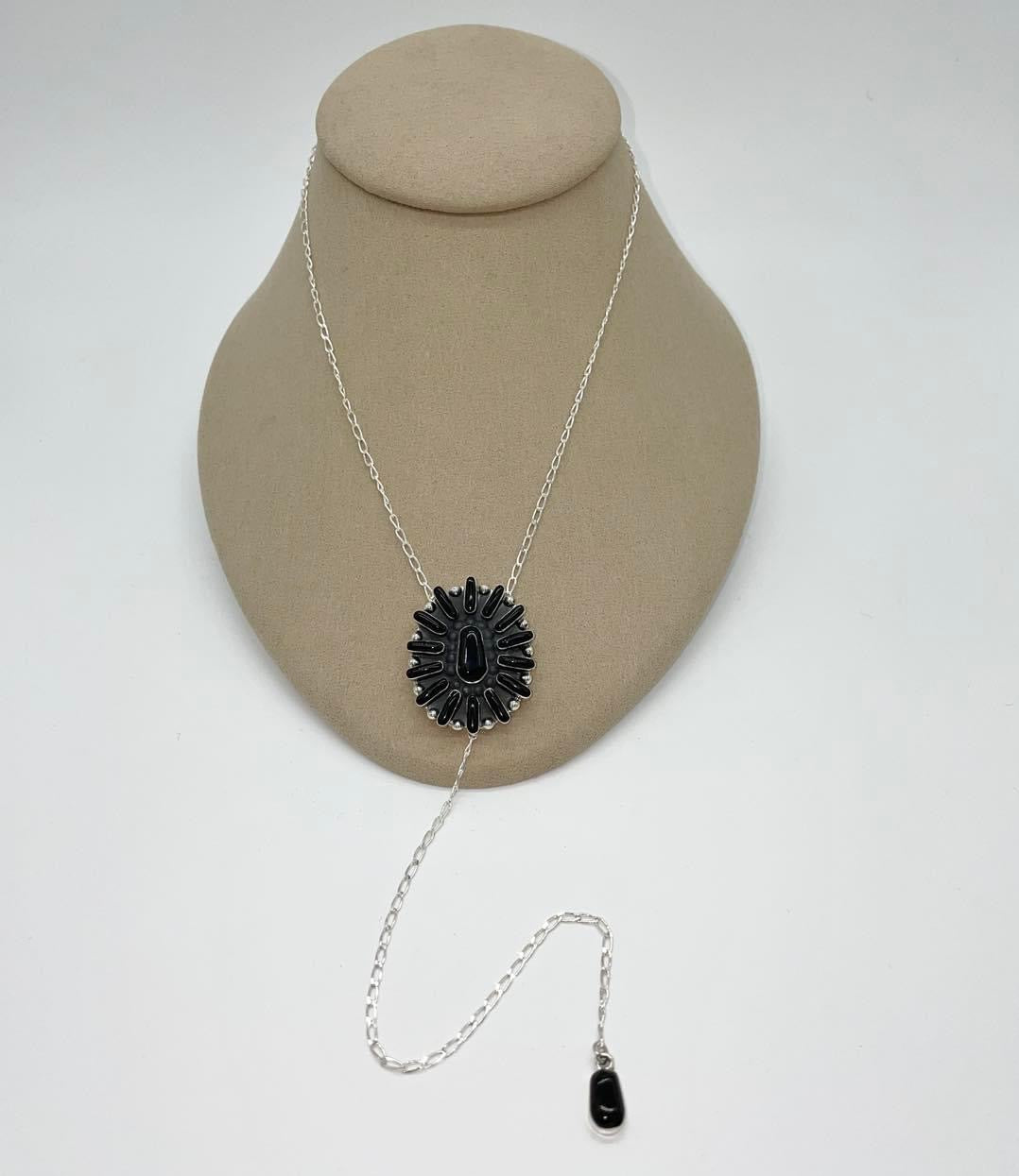 Onyx Cluster Necklace T339