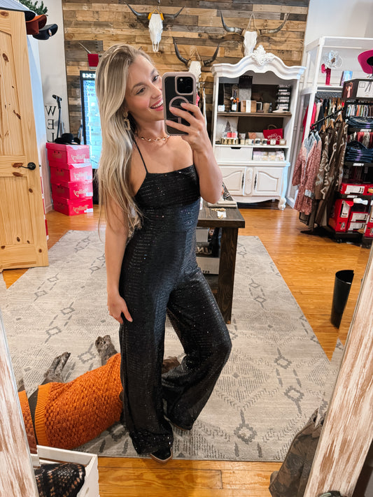 Black Sequin Jumpsuit