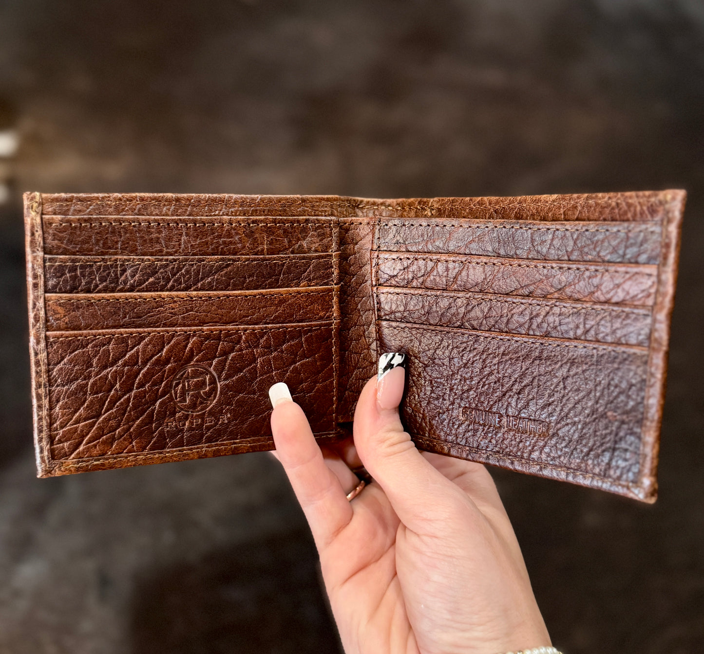 Bison Leather Bifold Wallet