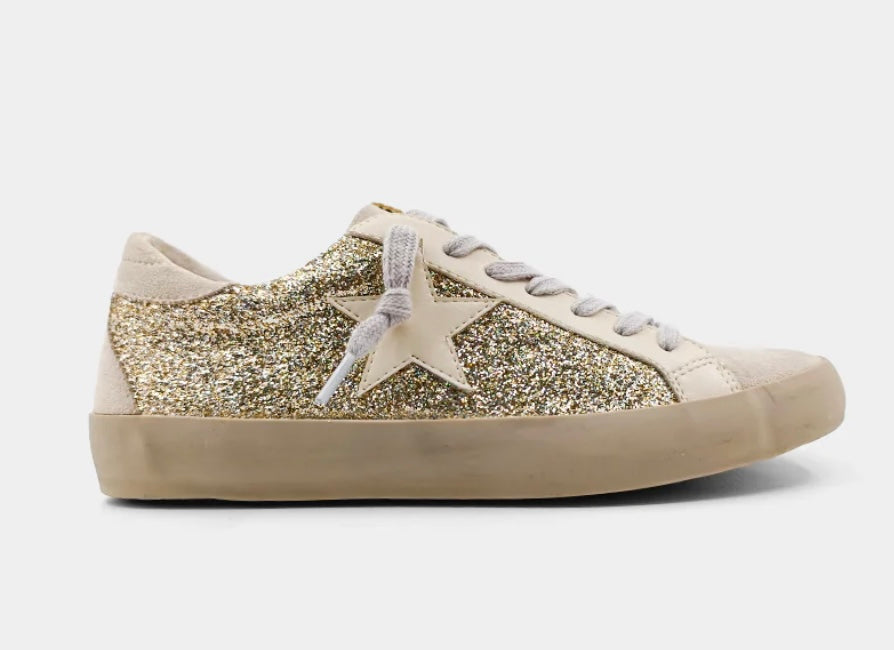 Paula Light Gold Glitter Sneaker