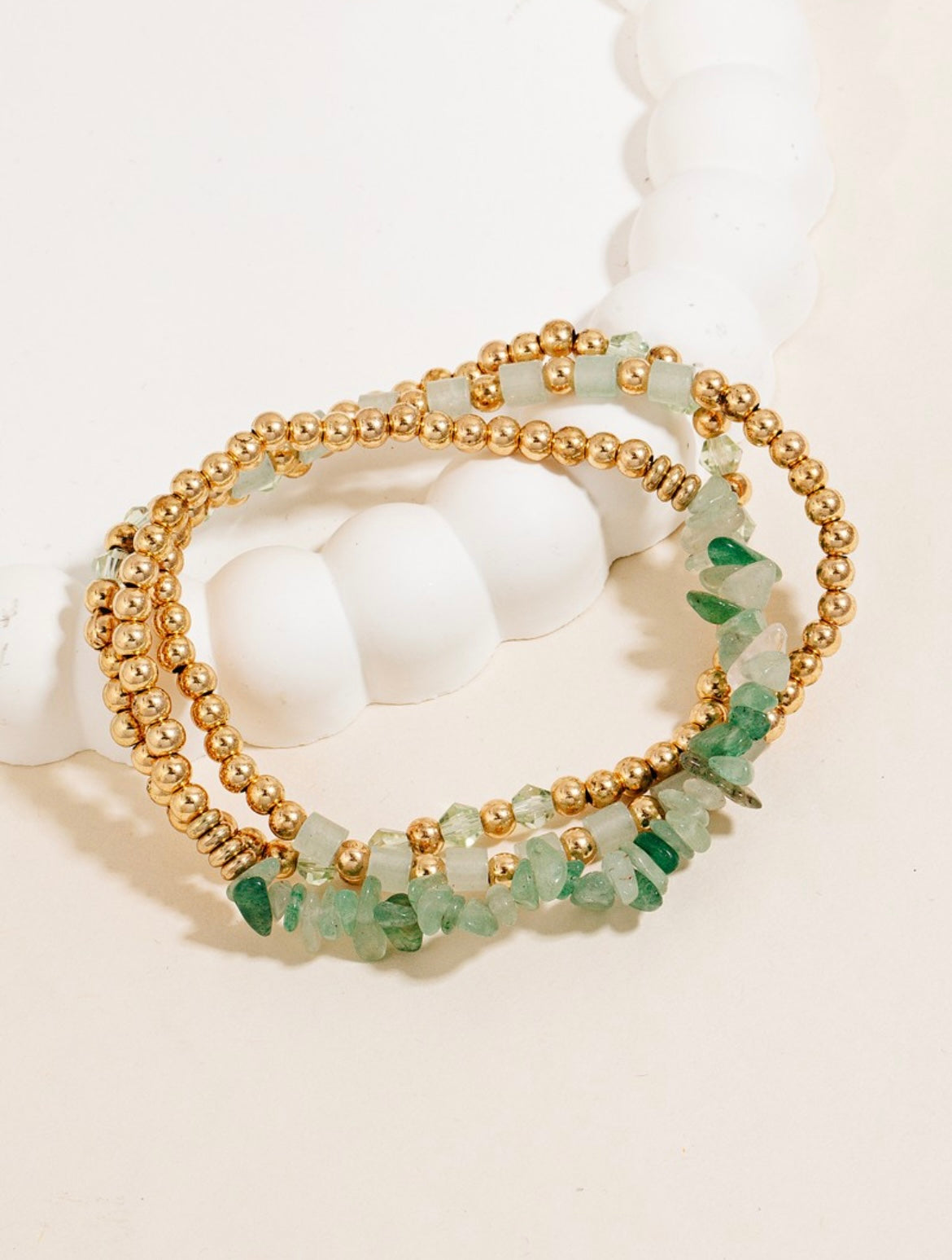 Conjunto de pulsera de oro menta