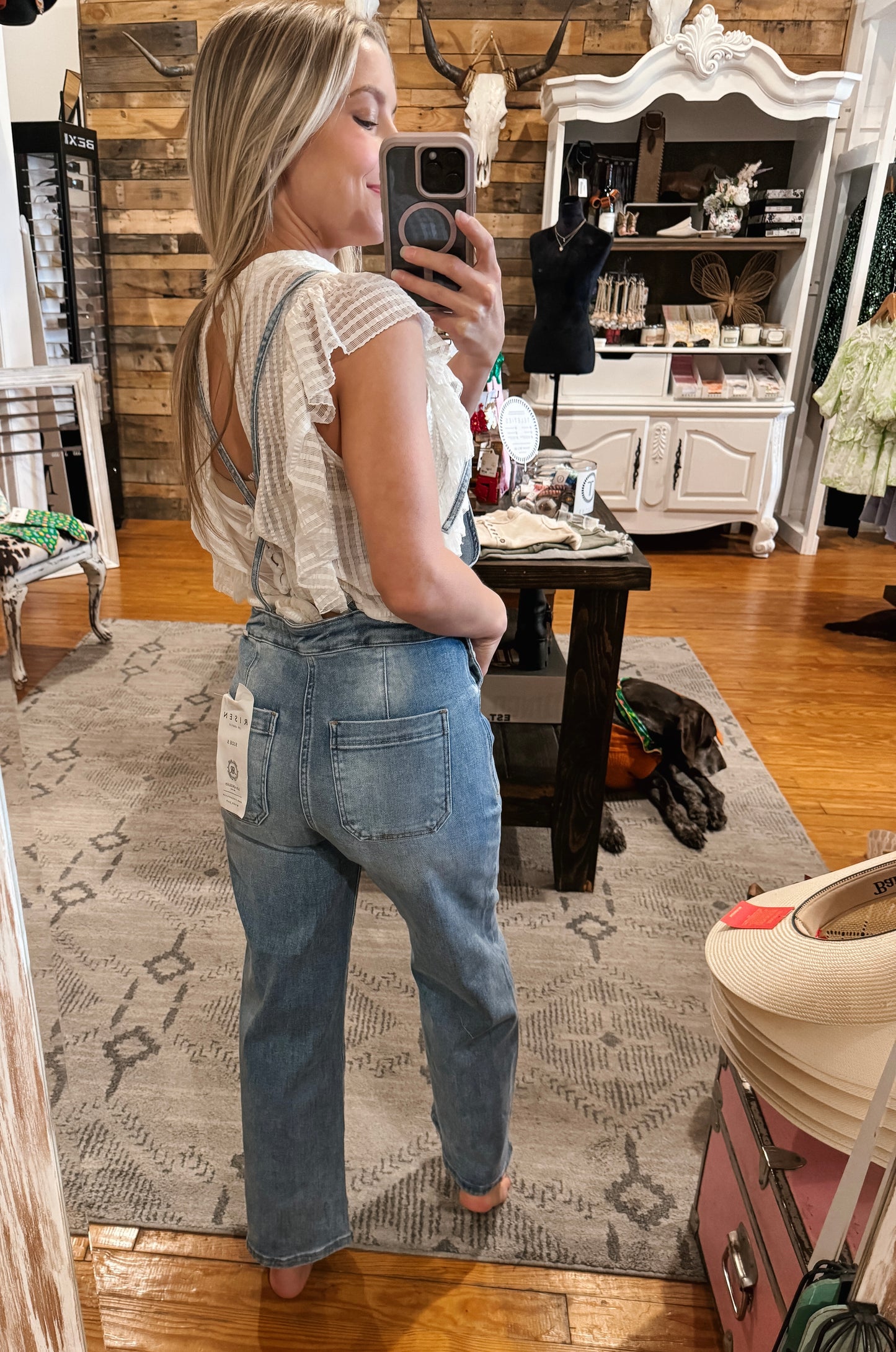 Risen Denim Crop Overalls