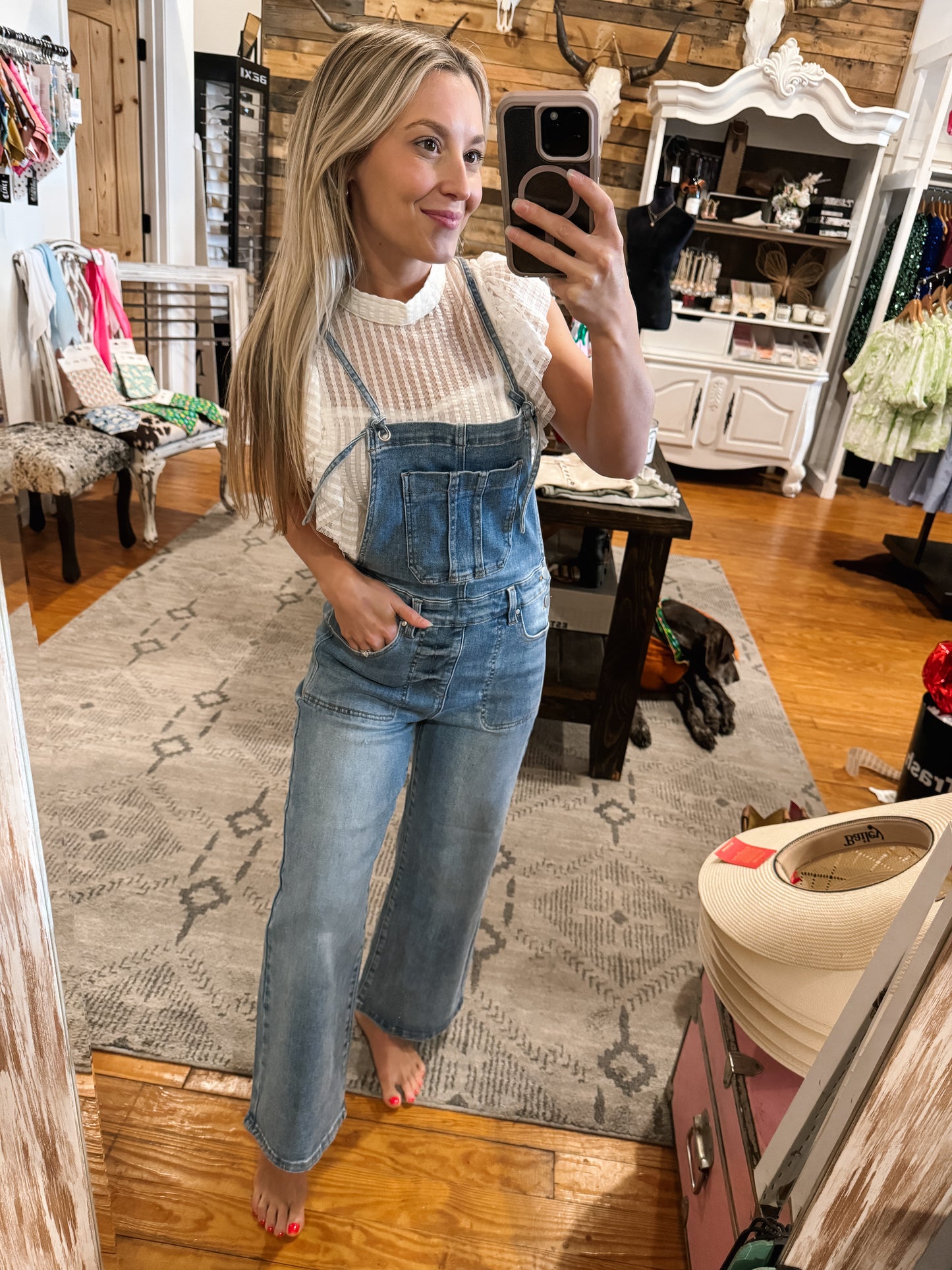 Risen Denim Crop Overalls