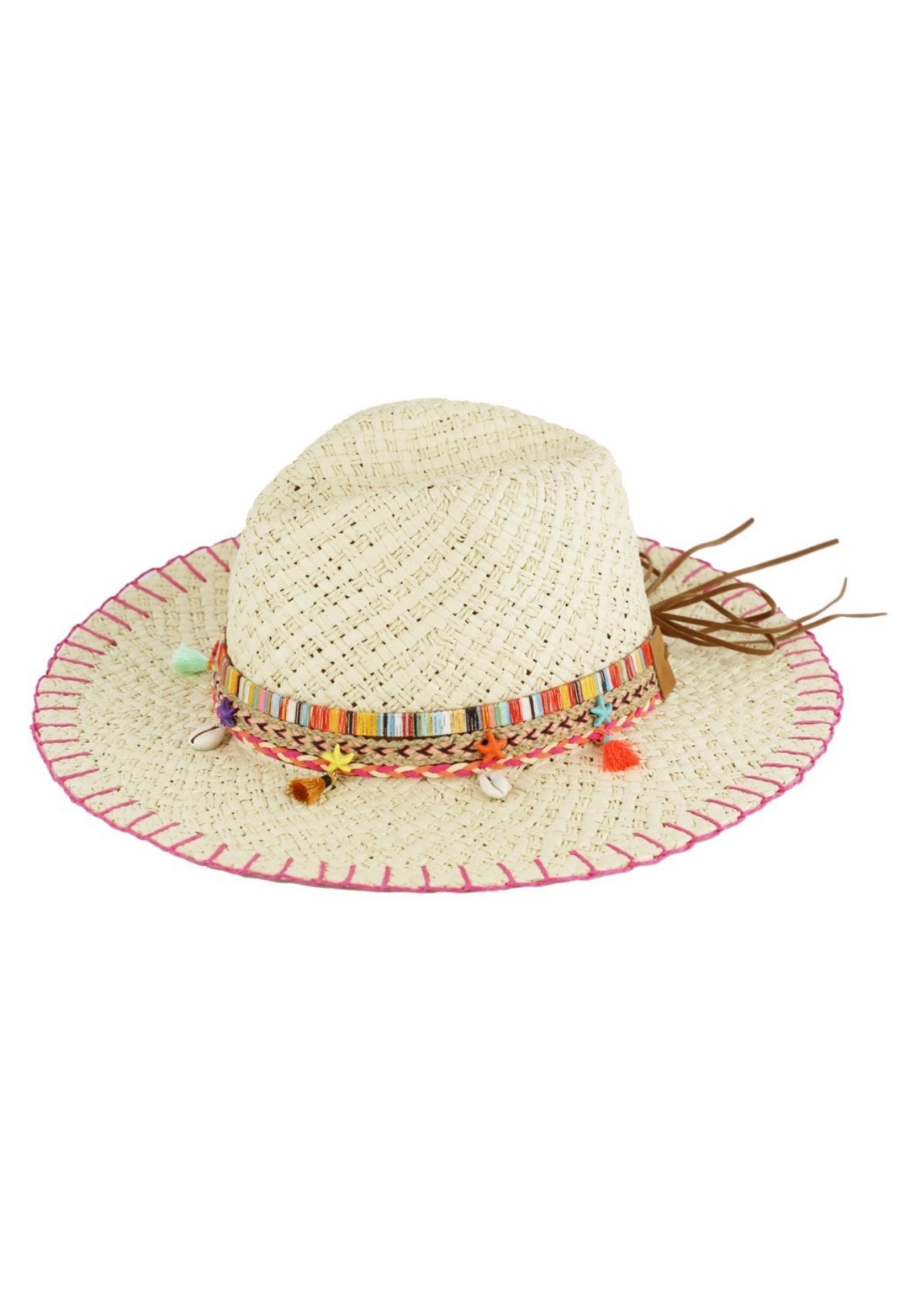 Sombrero de paja Bahama rosa