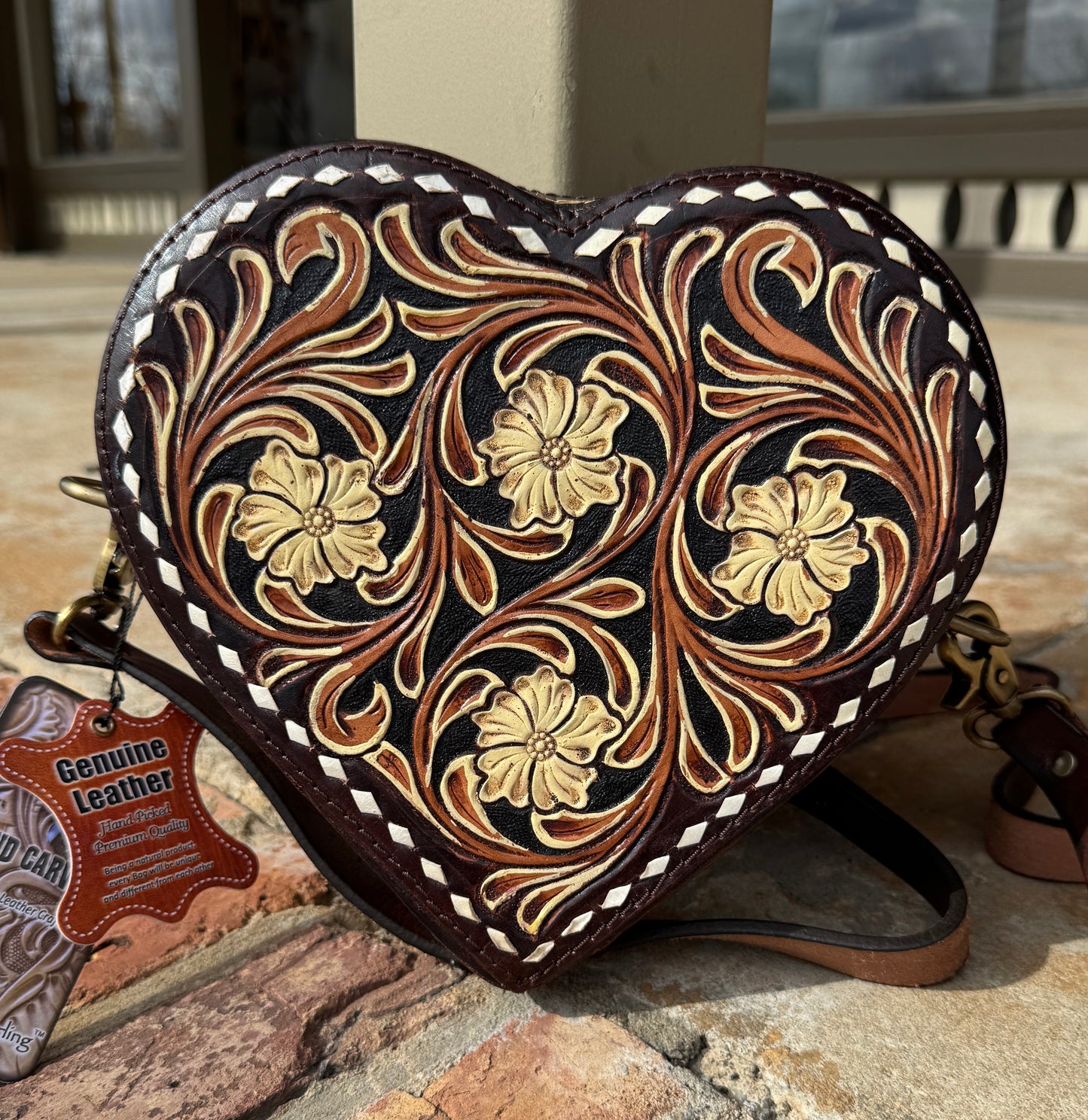 Tooled Heart Leather Purse