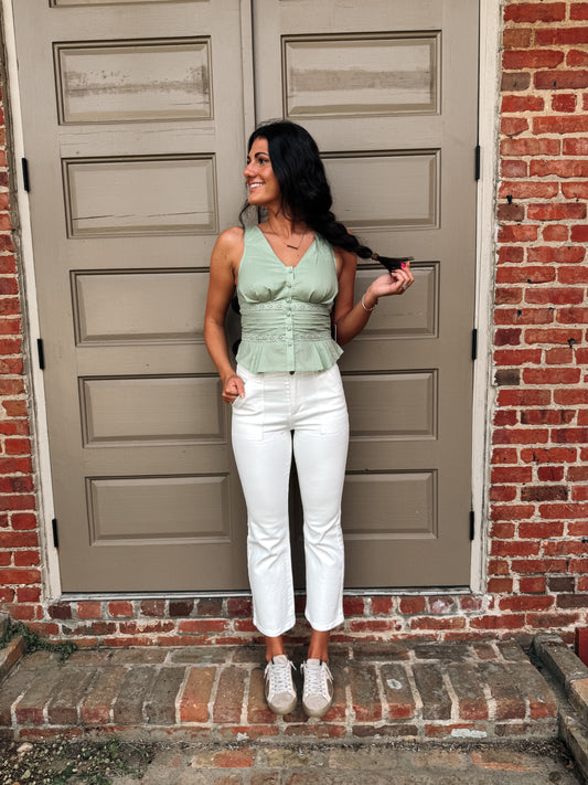 Jade Eyelet Inset Tank