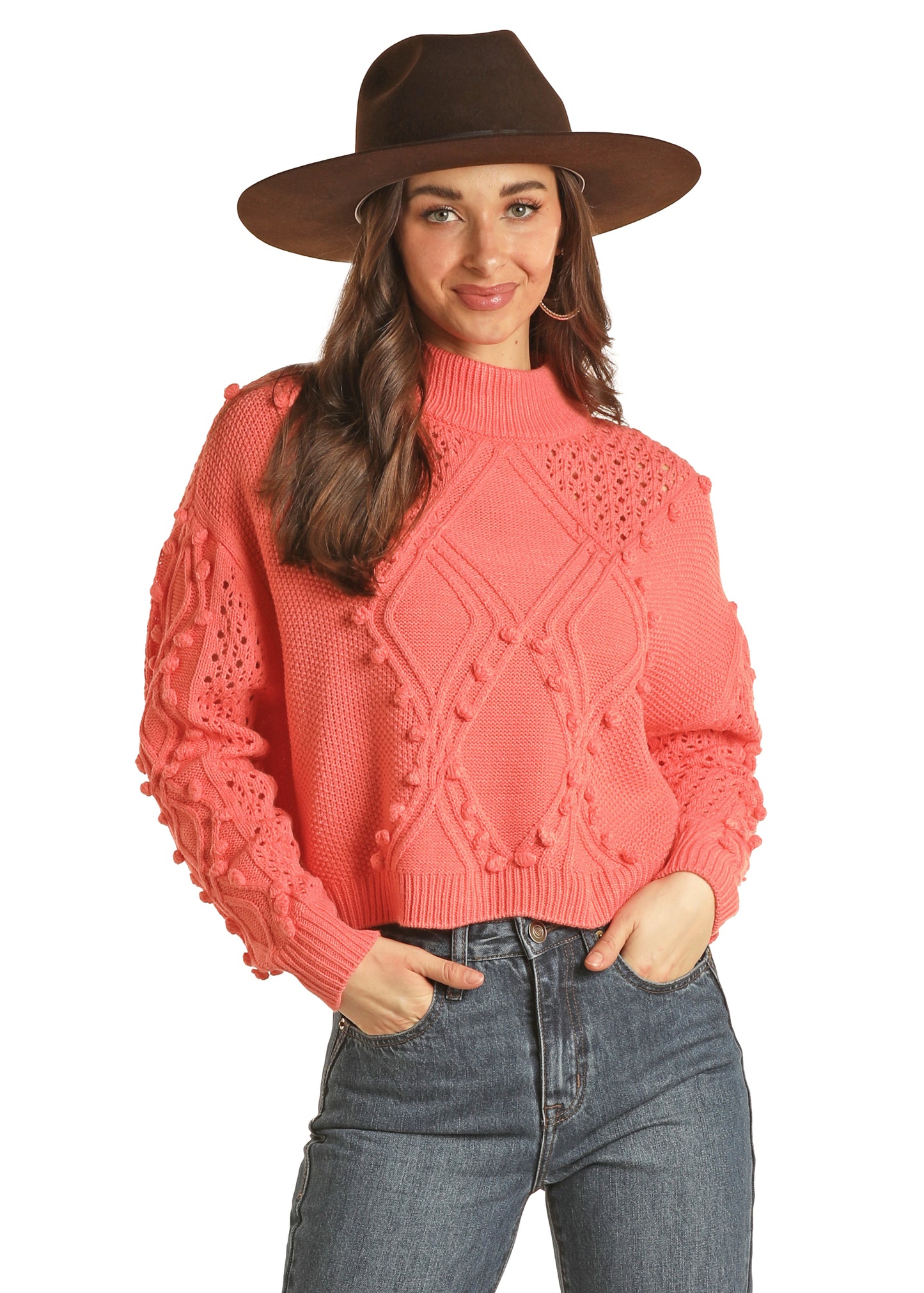 R&R Coral Crop Sweater