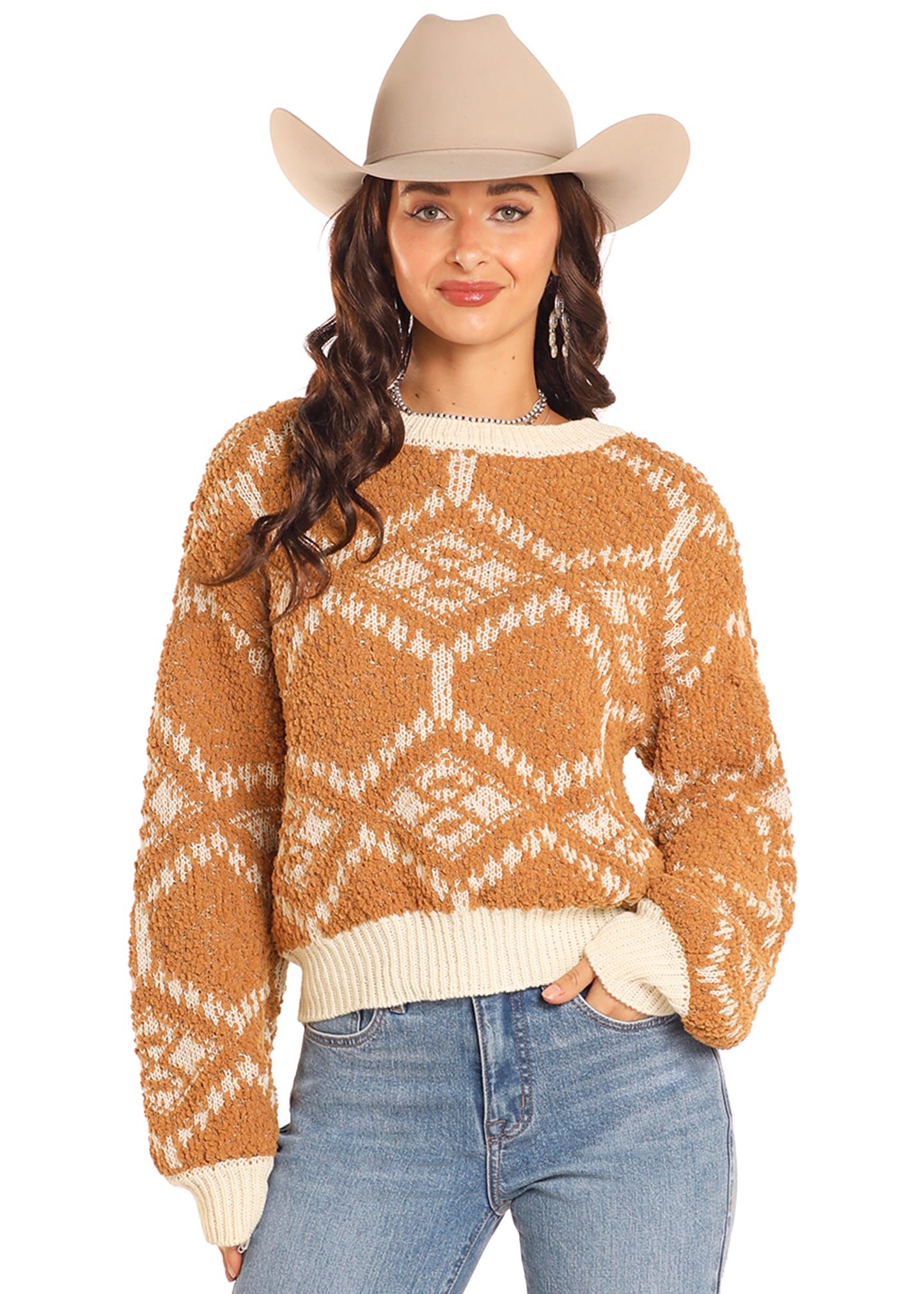 Rust Aztec Chenille Sweater