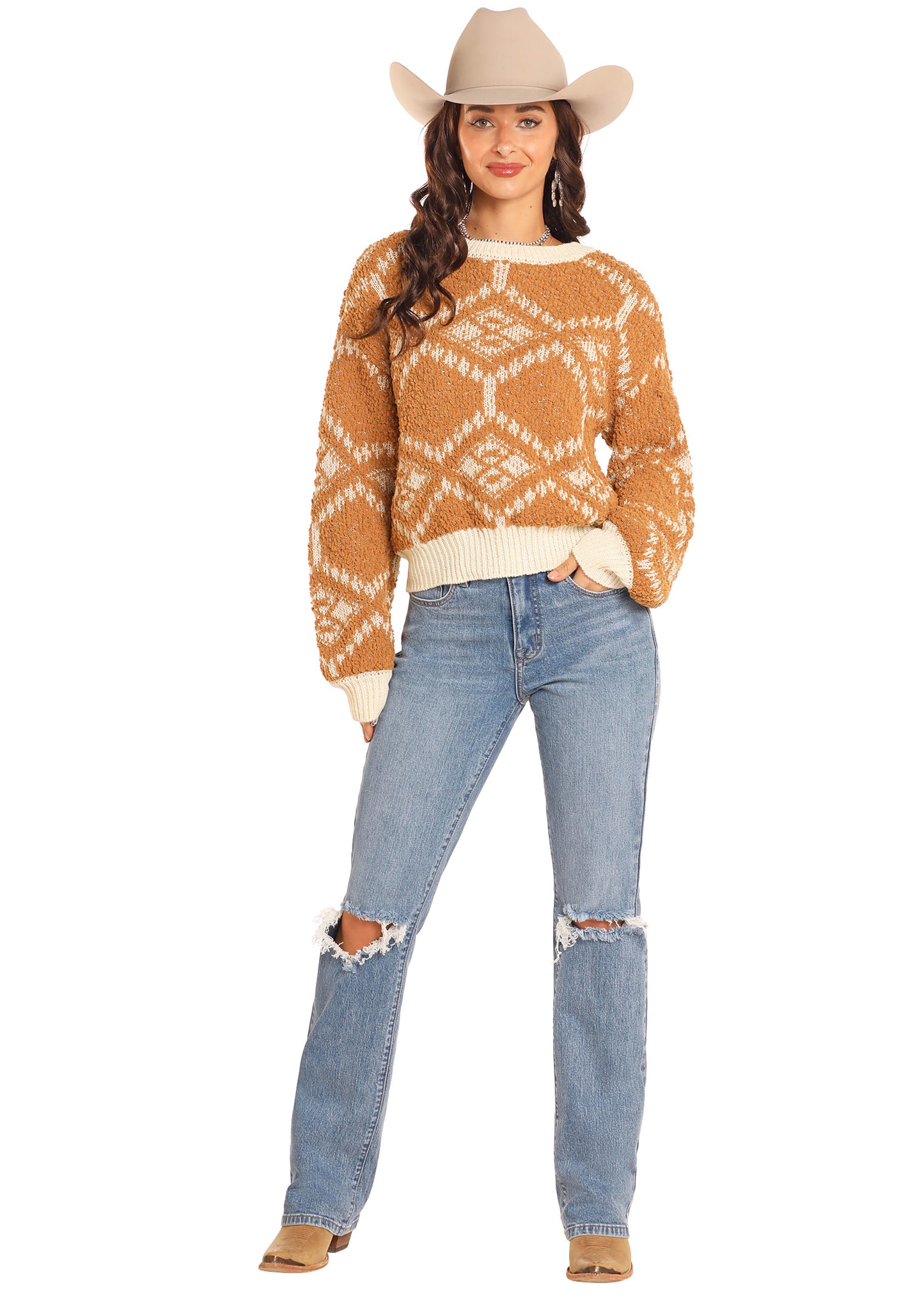 Rust Aztec Chenille Sweater