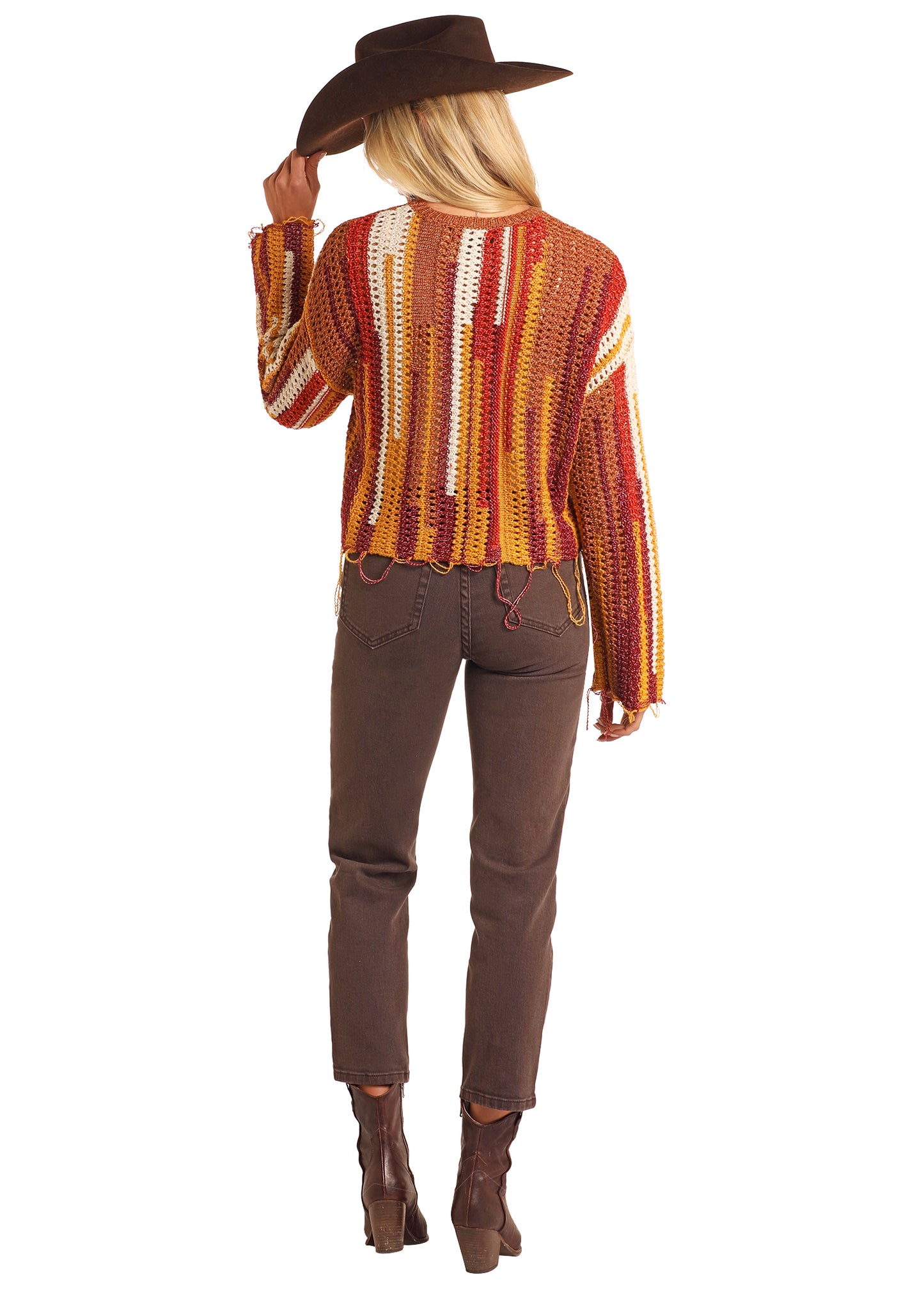 Fall Stripe Open Knit Sweater