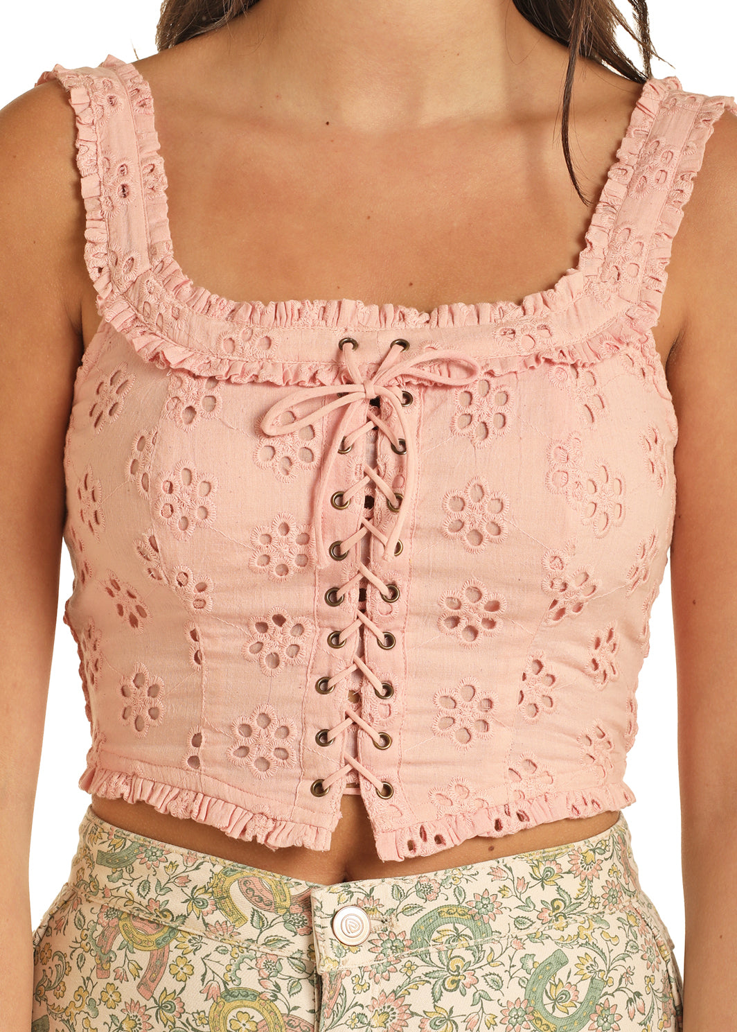 Blush Eyelet Lace Corset Top