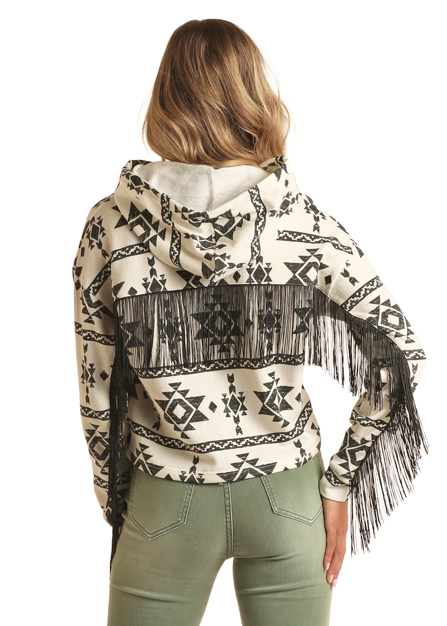 R&R Aztec Fringe Hoodie