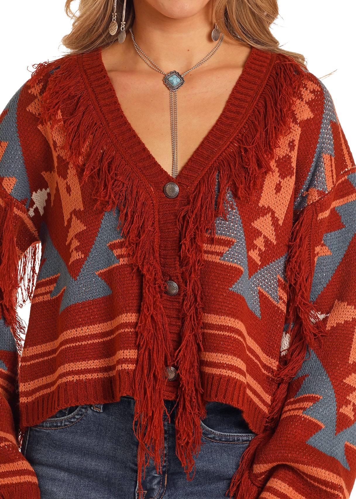 Aztec Thread Fringe Cardigan