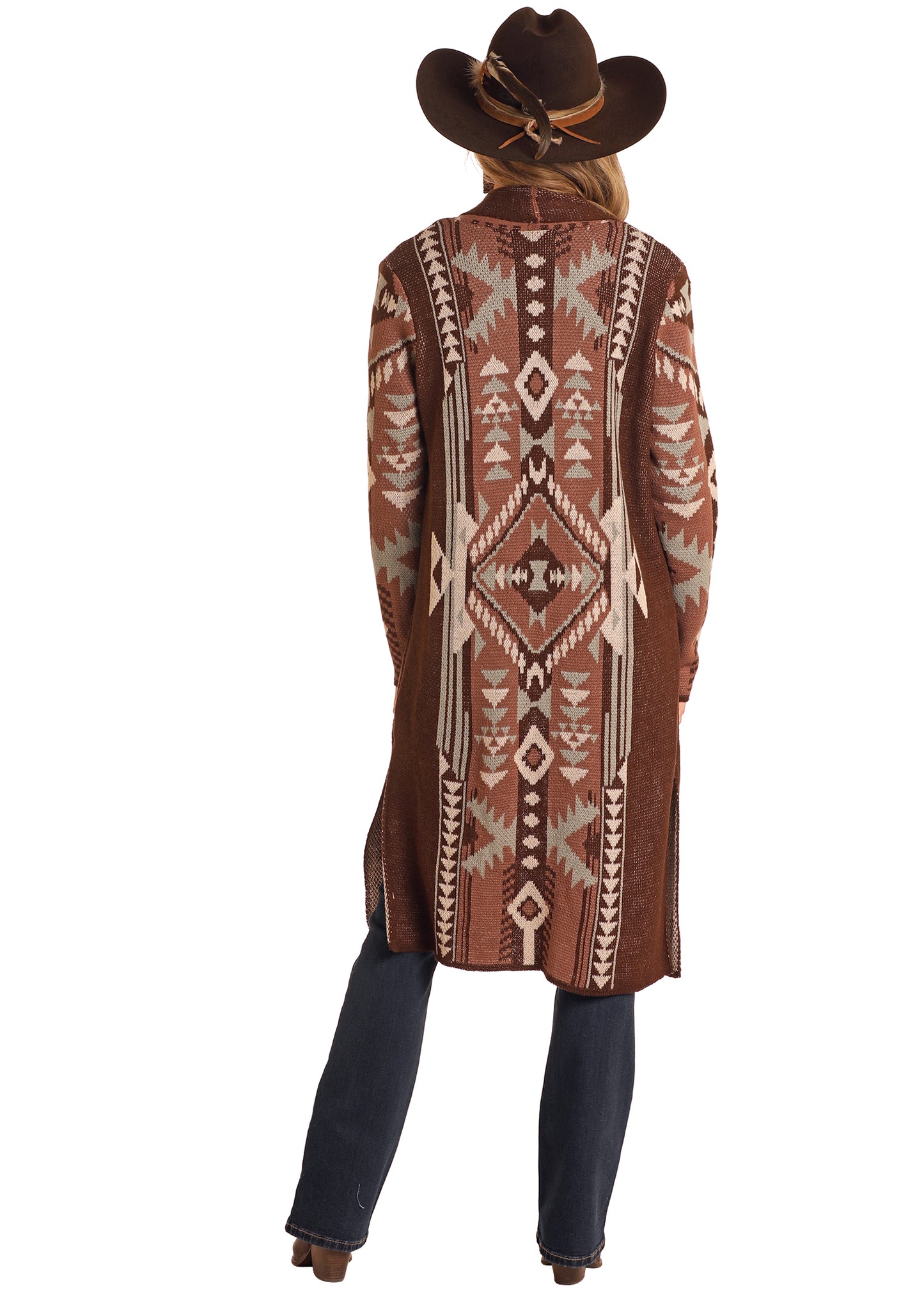 Chocolate & Sage Aztec Duster