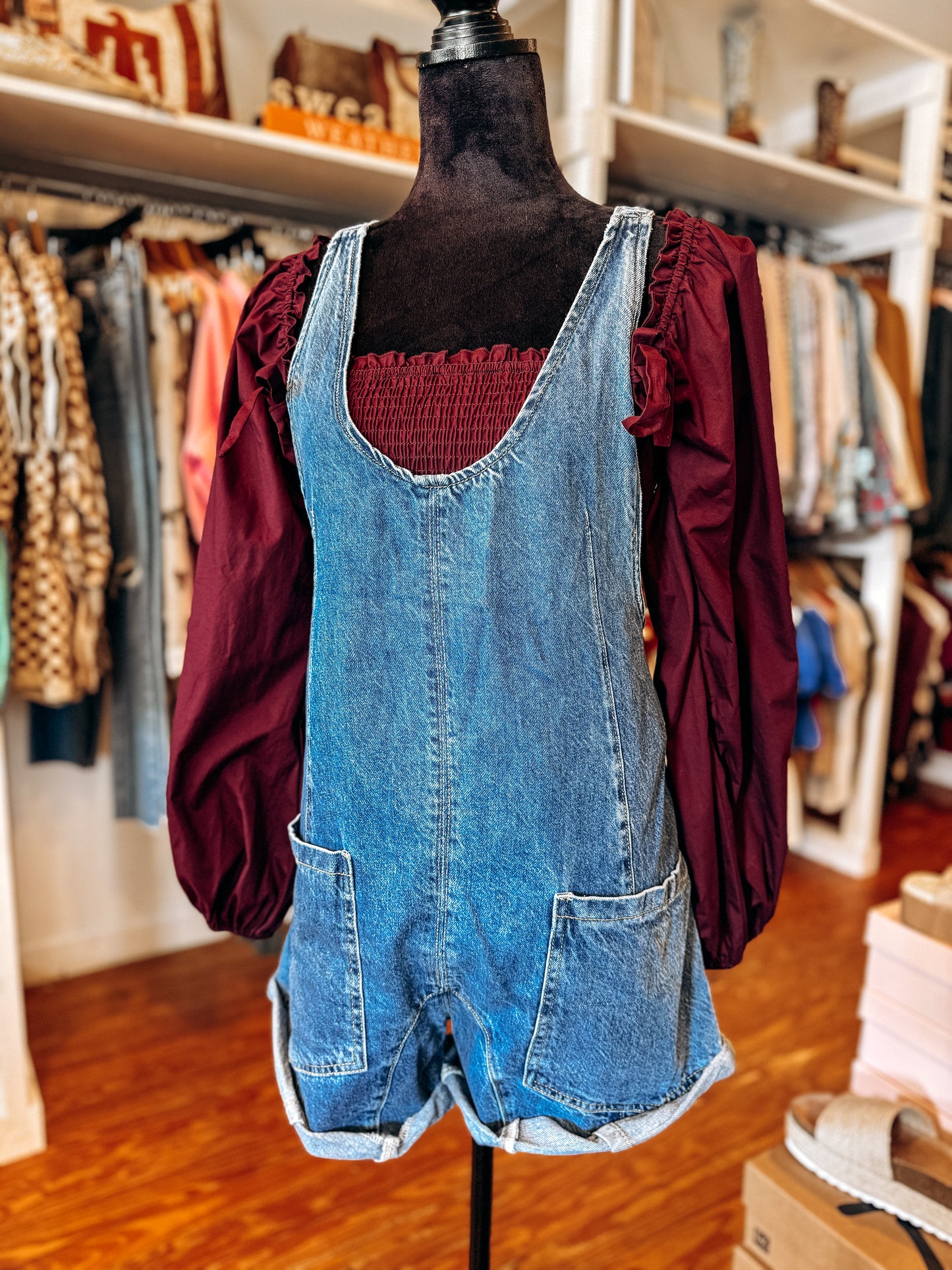 Washed Denim Romper