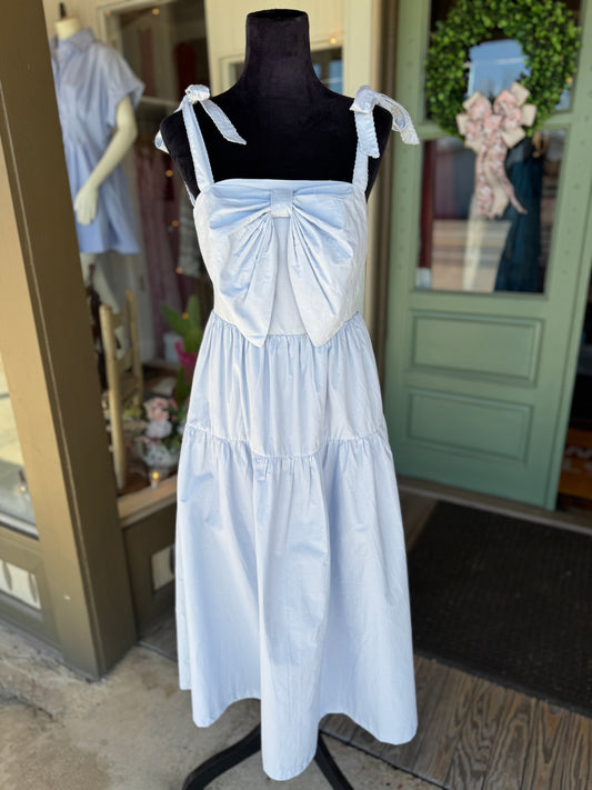 Light Blue Bow Midi Dress