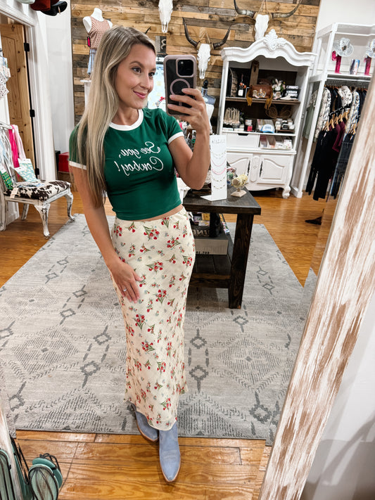 Vintage Floral Midi Skirt