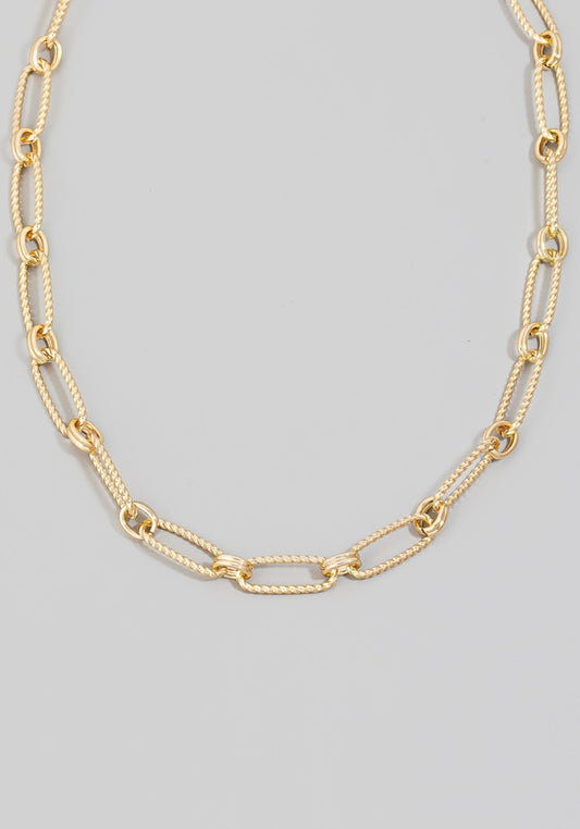 Gold Oval Twist Chain Necklace