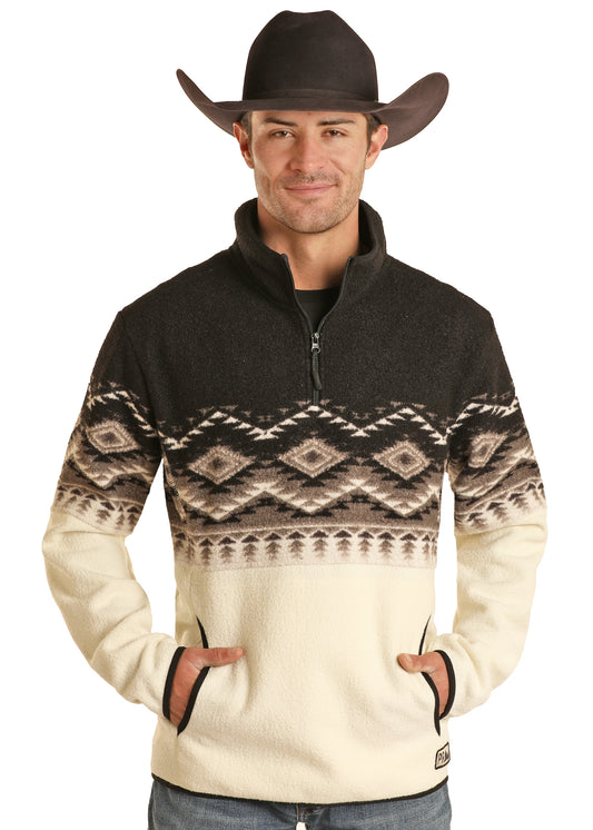 R&R Black Aztec Berber Pullover